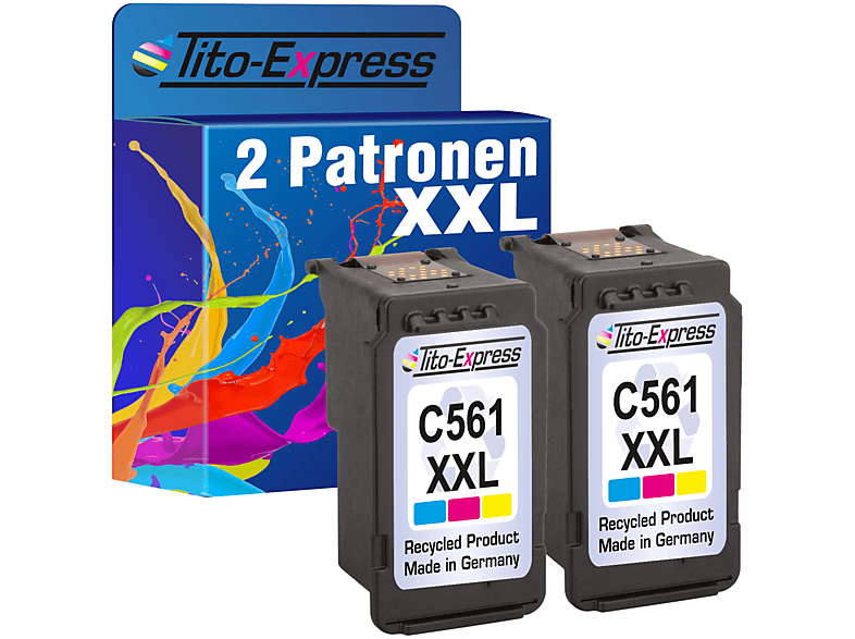 TITO-EXPRESS PLATINUMSERIE 2er recycelte Patrone ersetzt Canon CL-561XXL Tintenpatronen color (cyan, magenta, yellow) (3730 C 001)