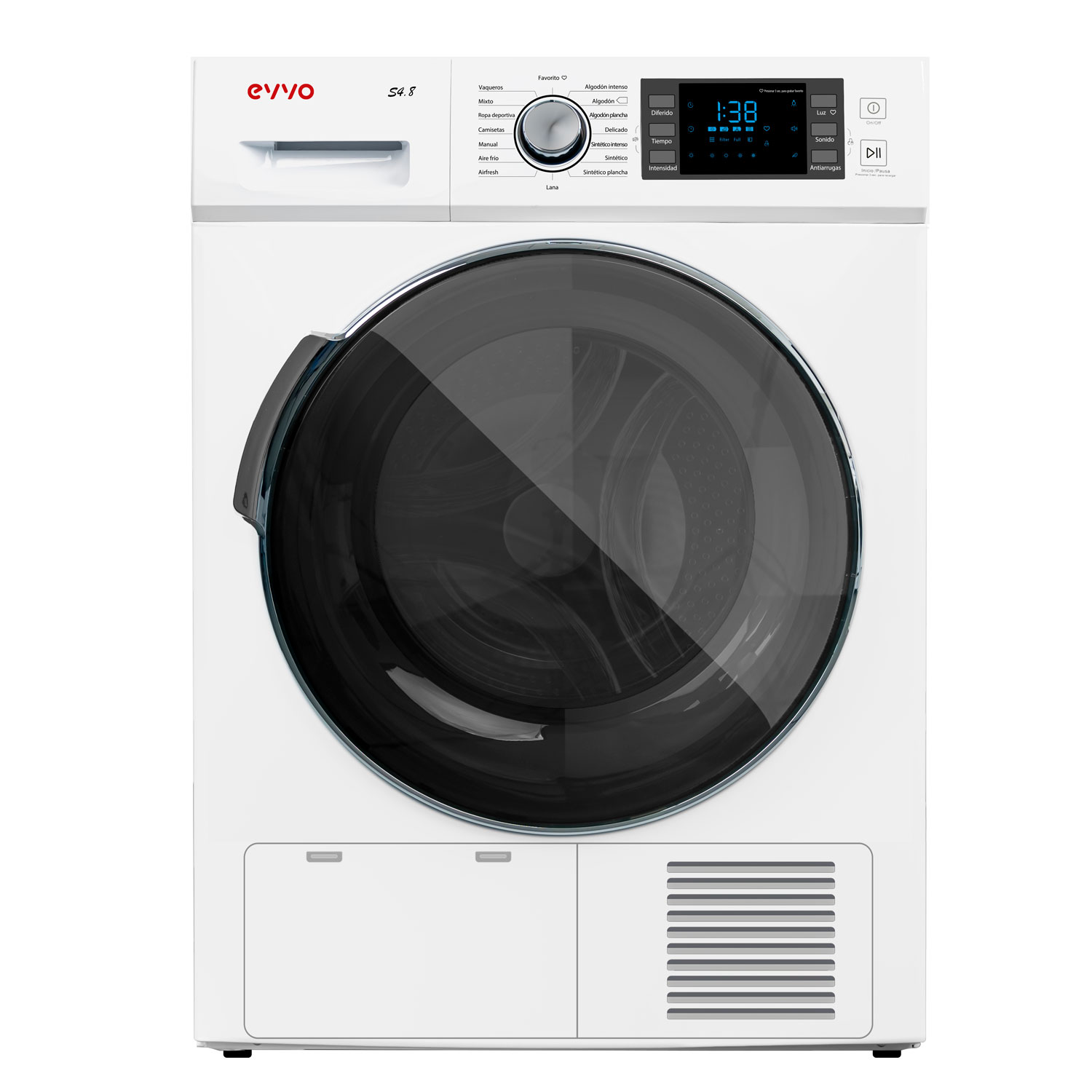 Evvo S4.8 Secadora bomba de calor carga frontal 8kg a++ clase ropa independiente 16