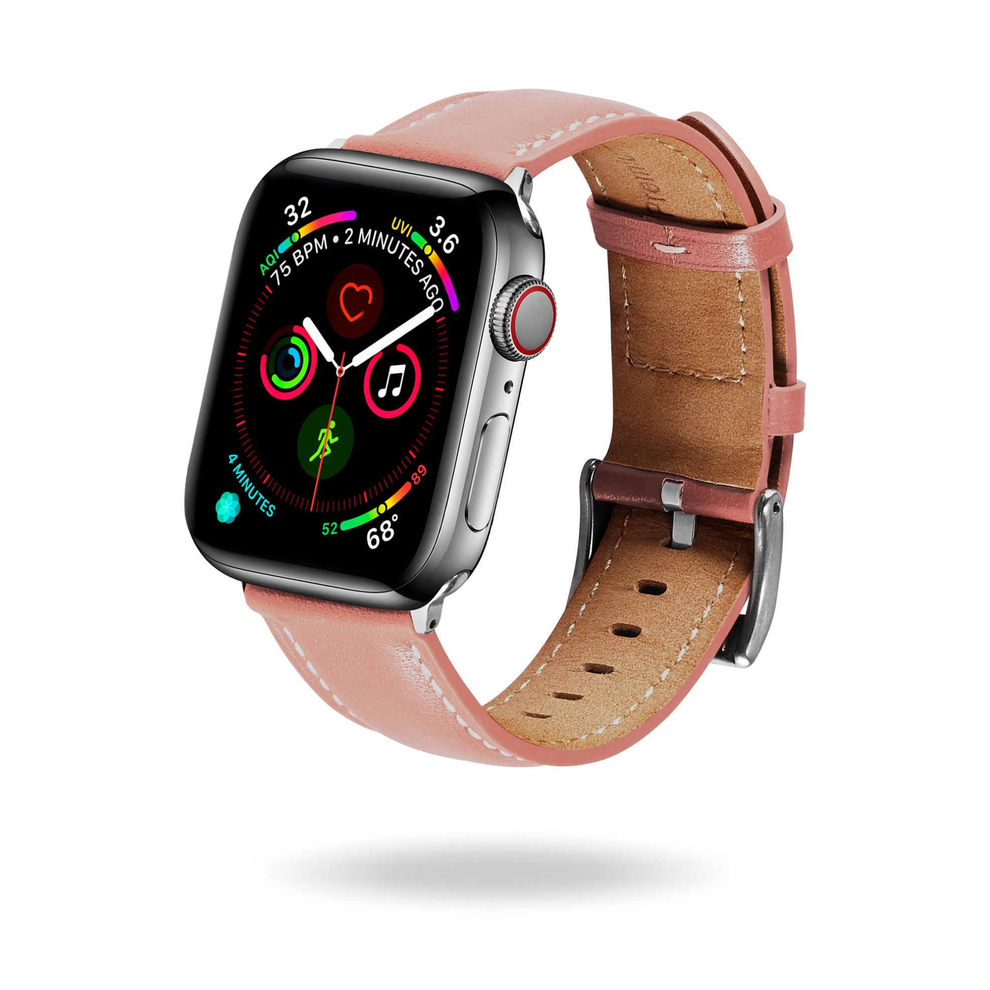 Apple Watch - Correa de cuero para Apple Watch 42/44/45mm rosa dorado NUEBOO, 120