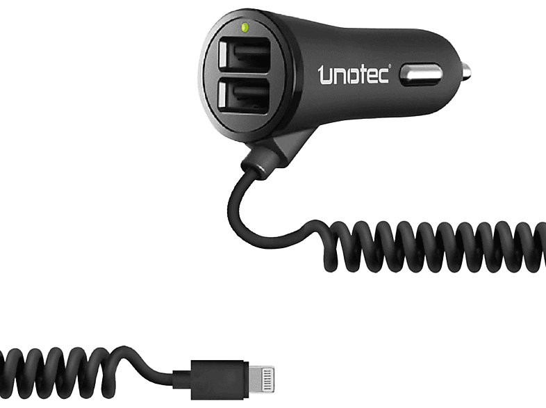 Cables - Cargador de coche para iPhone con cable helicoidal y 2x USB | MediaMarkt