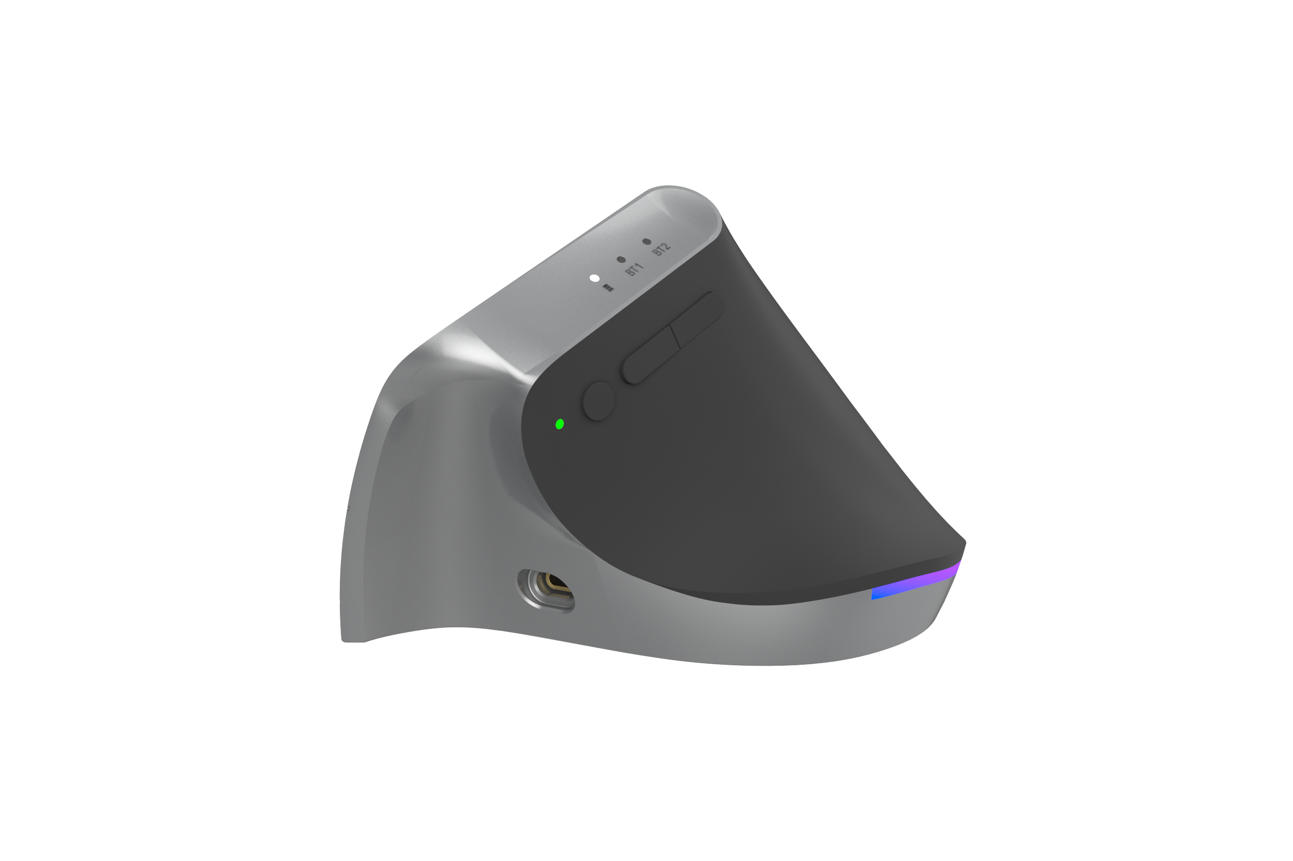 PUSAT Ergo Wireless/Bluetooth Maus, Maus Ergonomisch Grey für Notebook Office Laptop