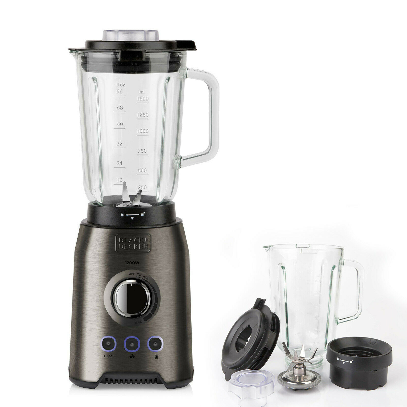 (1200 1.5 BLACK+DECKER Liter) schwarz Watt, Standmixer BXJB1200E