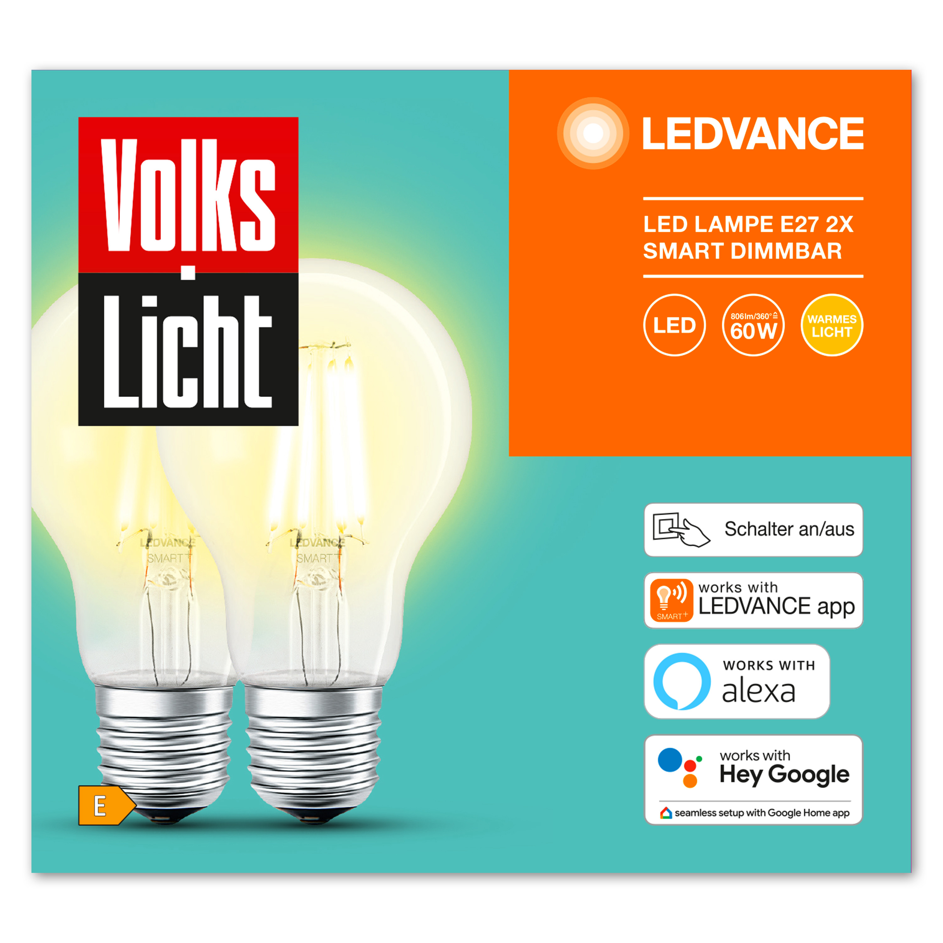 LEDVANCE VOLKSLICHT SMART+ Filament Classic Dimmable 806 LED Lumen Warmweiß Lampe