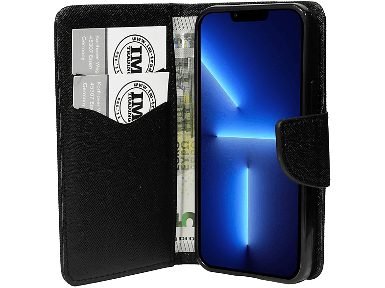 COFI Buch Tasche, Bookcover, Apple, iPhone 13 Pro Max, Schwarz