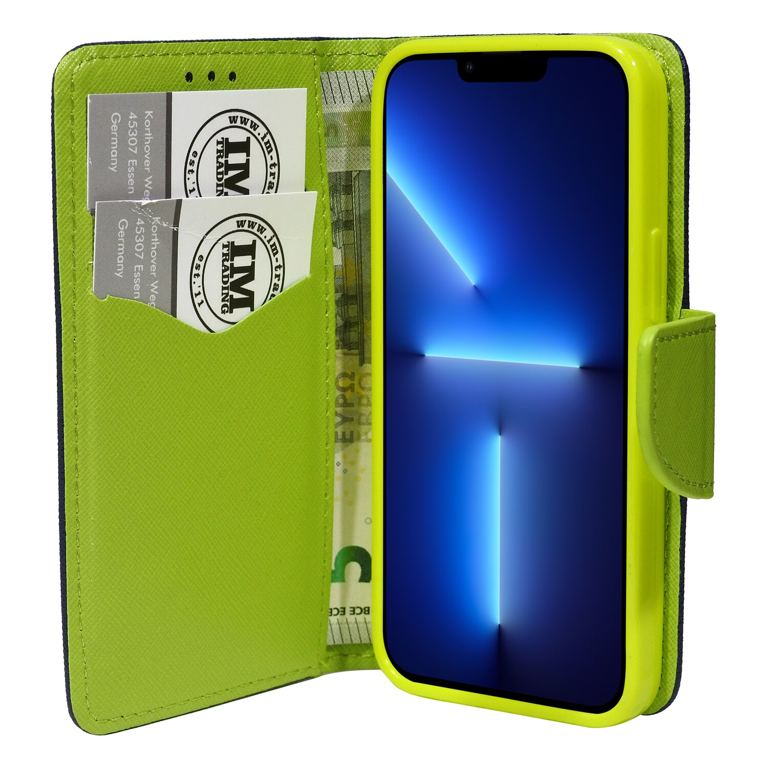 Tasche, iPhone Pro, Buch Blau-Grün COFI 13 Bookcover, Apple,