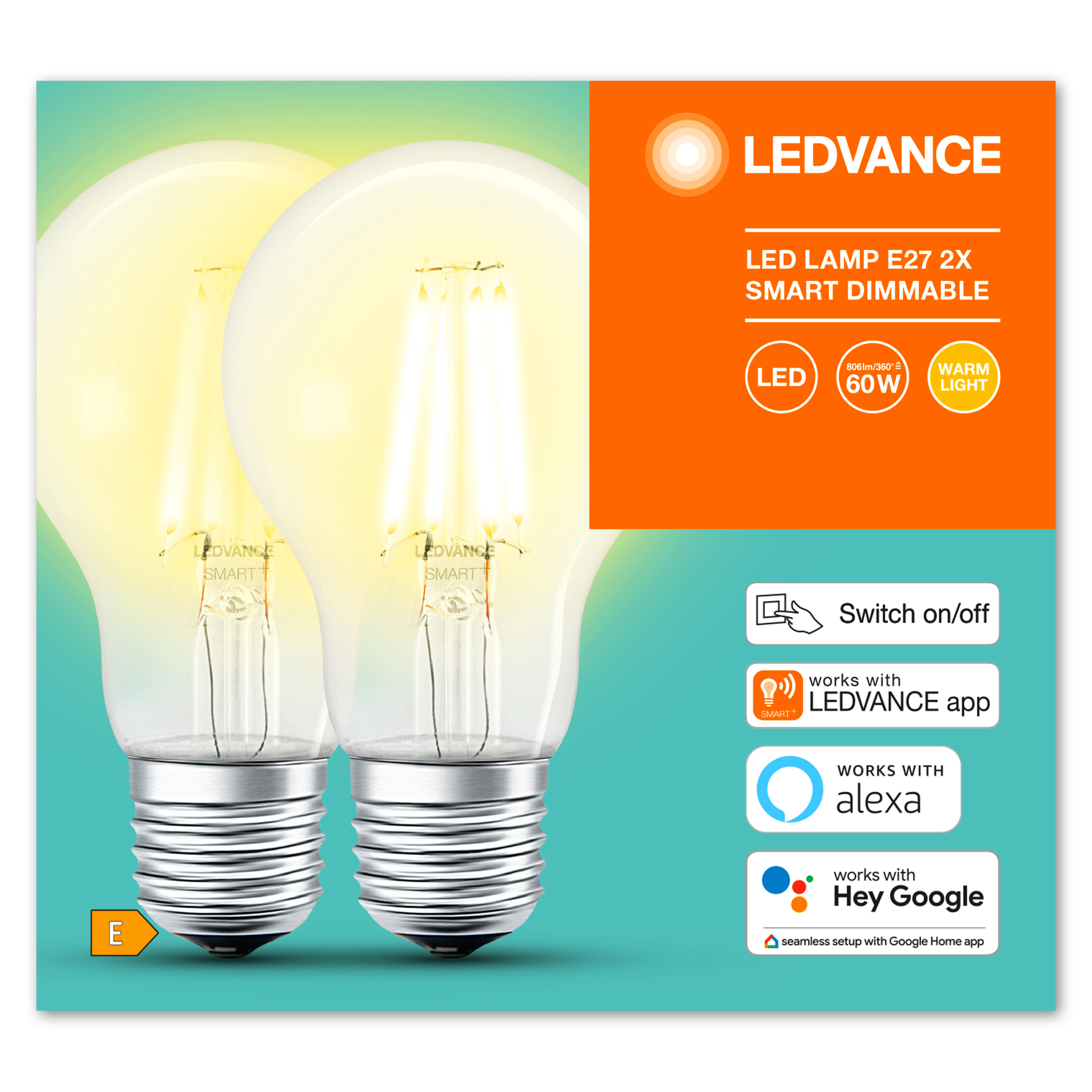 LEDVANCE VOLKSLICHT SMART+ Filament Dimmable LED Lumen Warmweiß Classic 806 Lampe