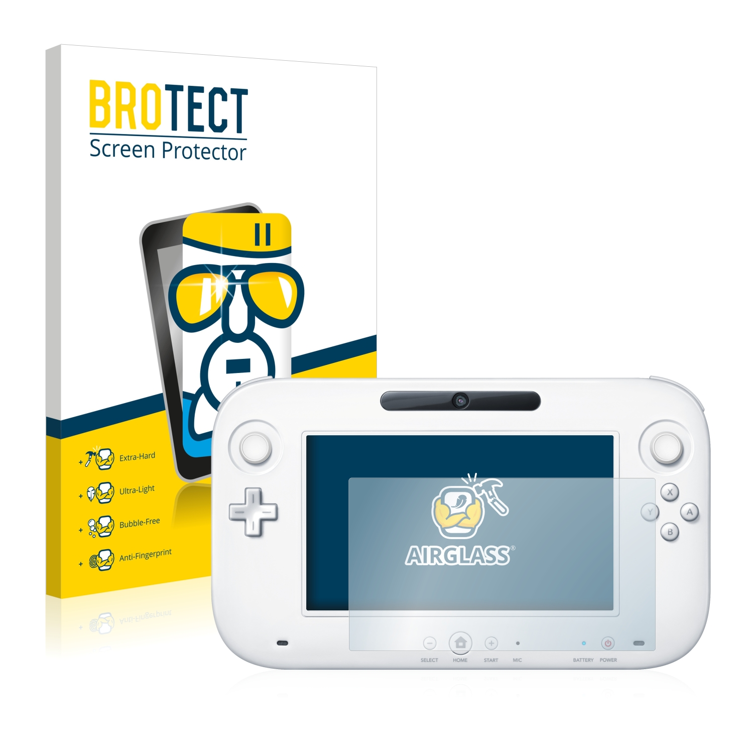 BROTECT U (Controller)) Wii klare GamePad Airglass Nintendo Schutzfolie(für
