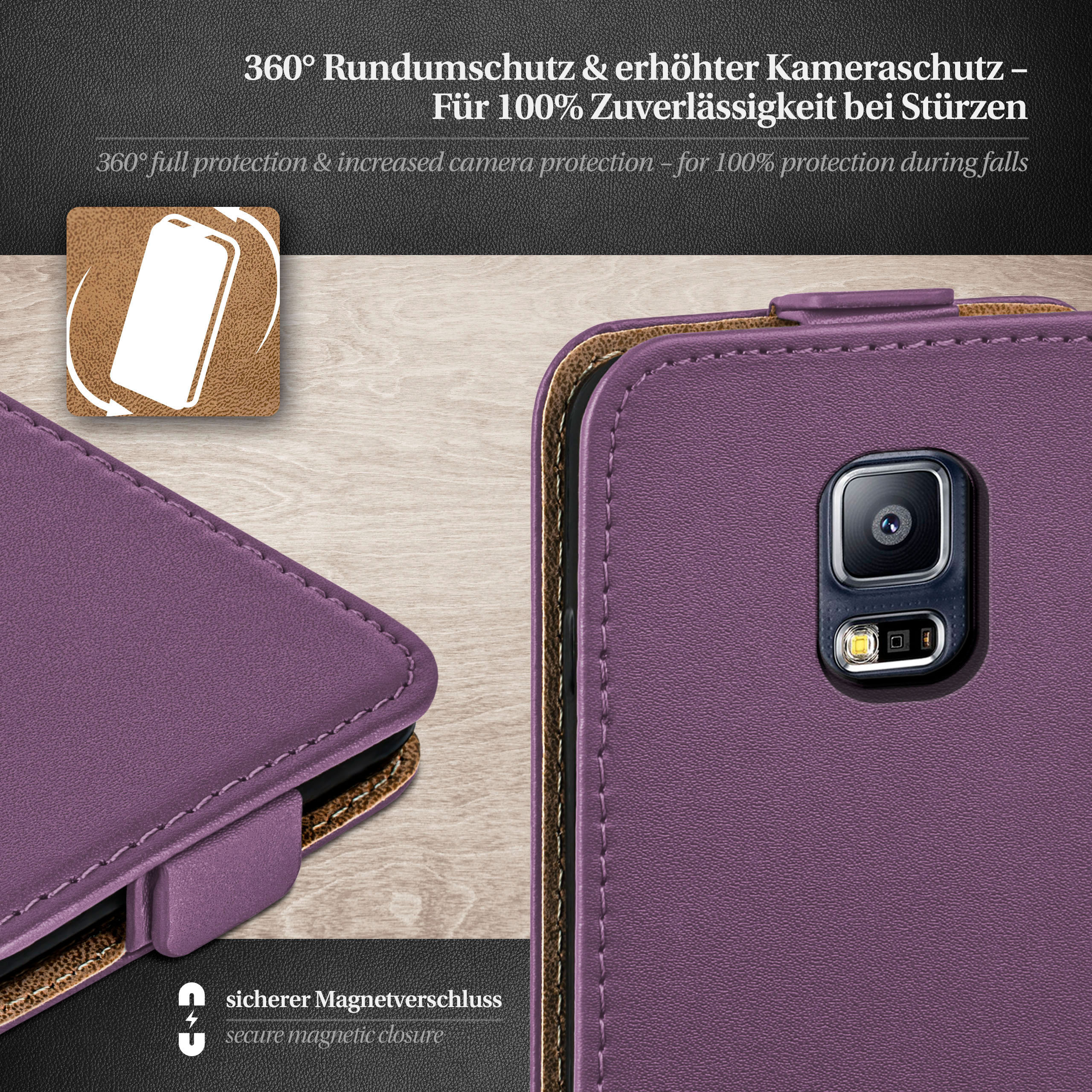 MOEX Flip Case, Samsung, Galaxy Cover, / S5 Indigo-Violet S5 Flip Neo