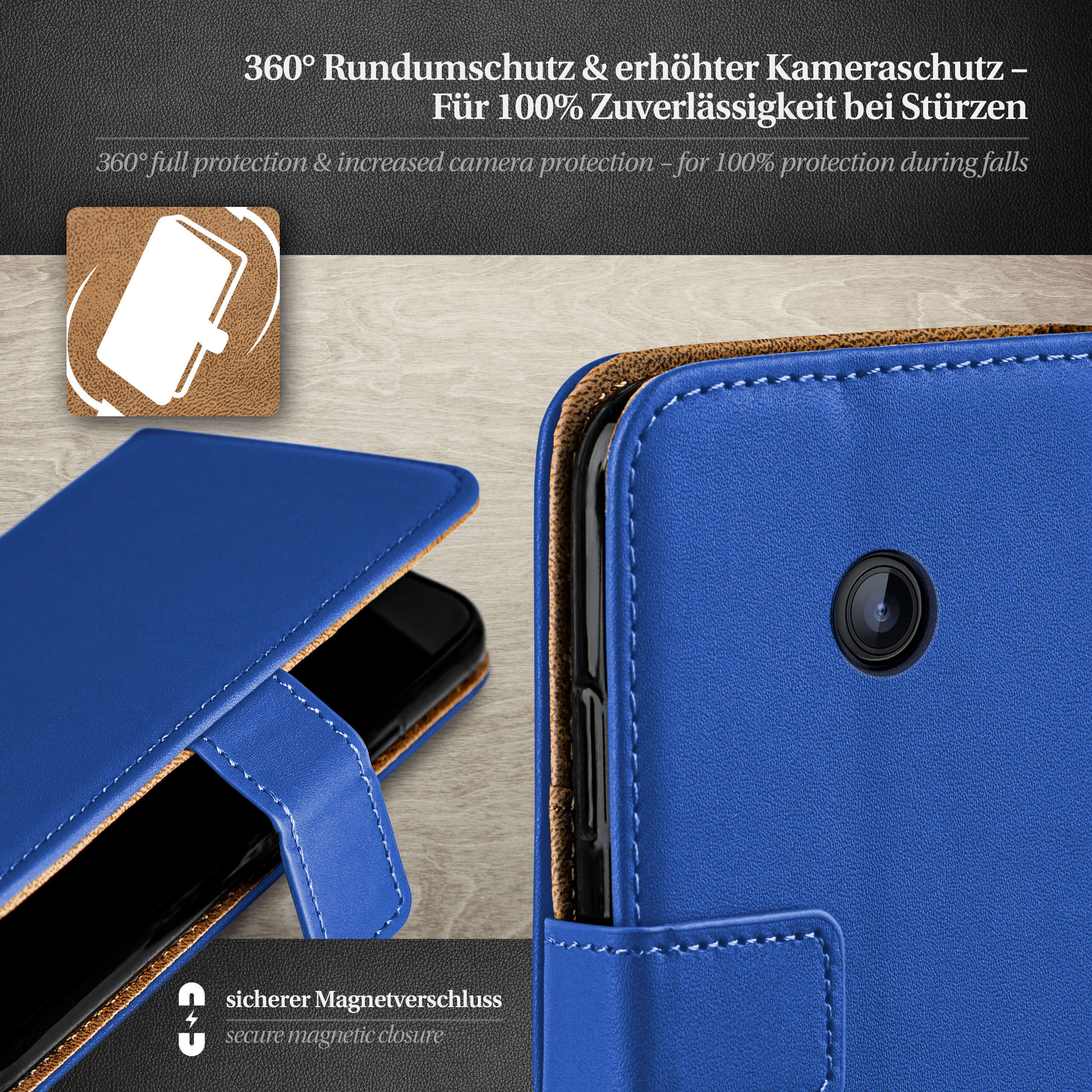 Lumia 630 Case, / MOEX Book 635, Royal-Blue Nokia, Bookcover,