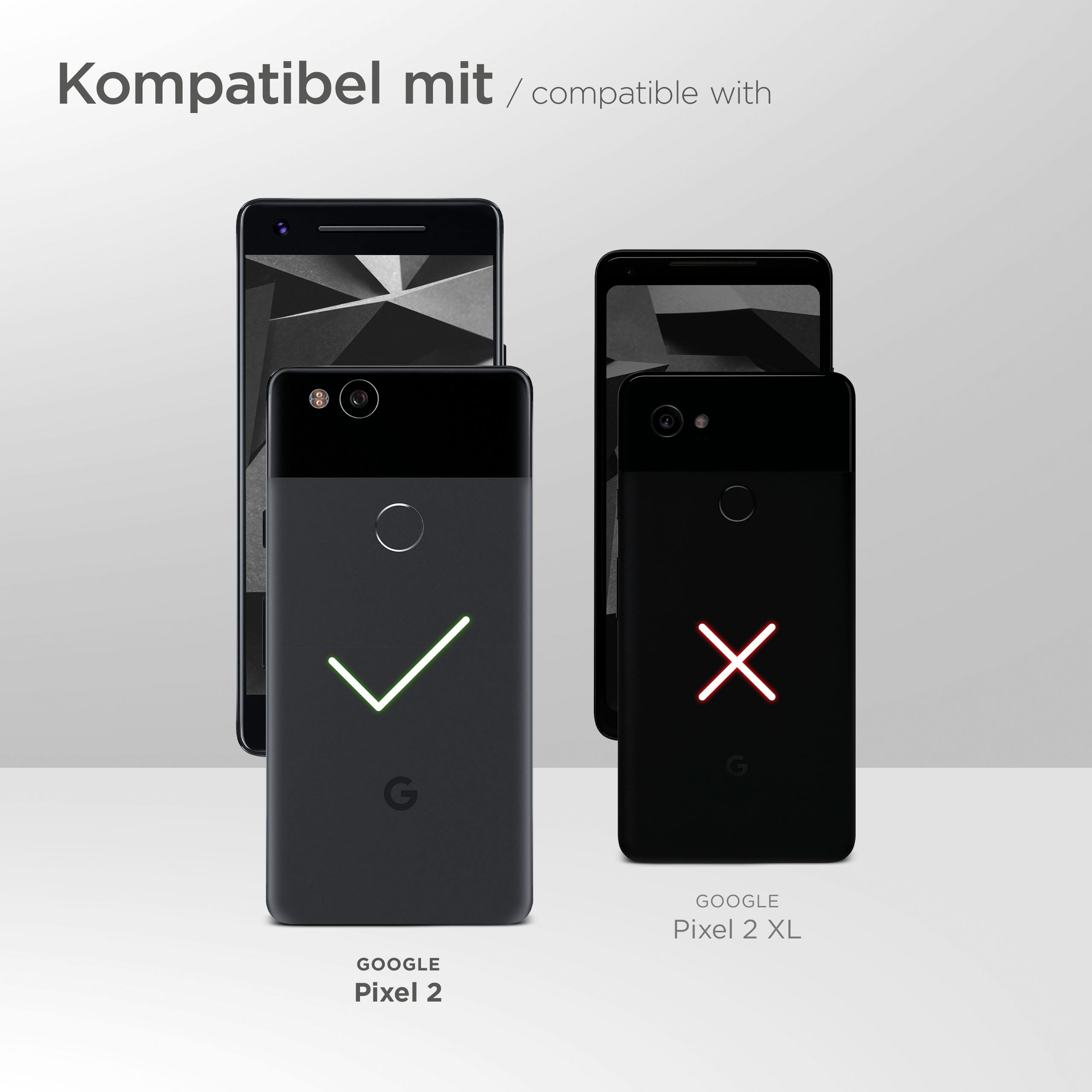 Zwei schwarze Telefone mit der Rückseite nach oben. Eins mit Haken, eins mit X.