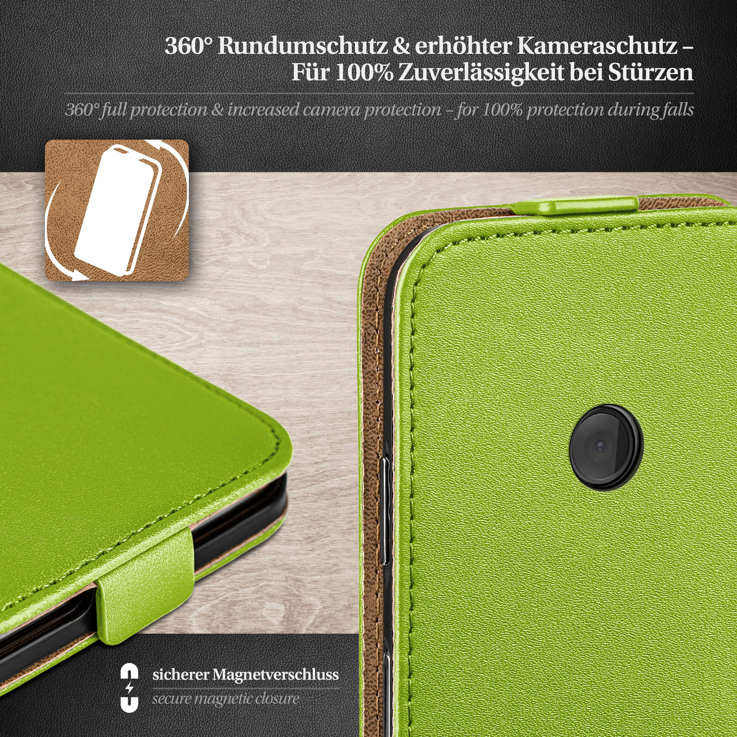 MOEX Flip Lime-Green Cover, Flip Nokia, Case, 520/525, Lumia
