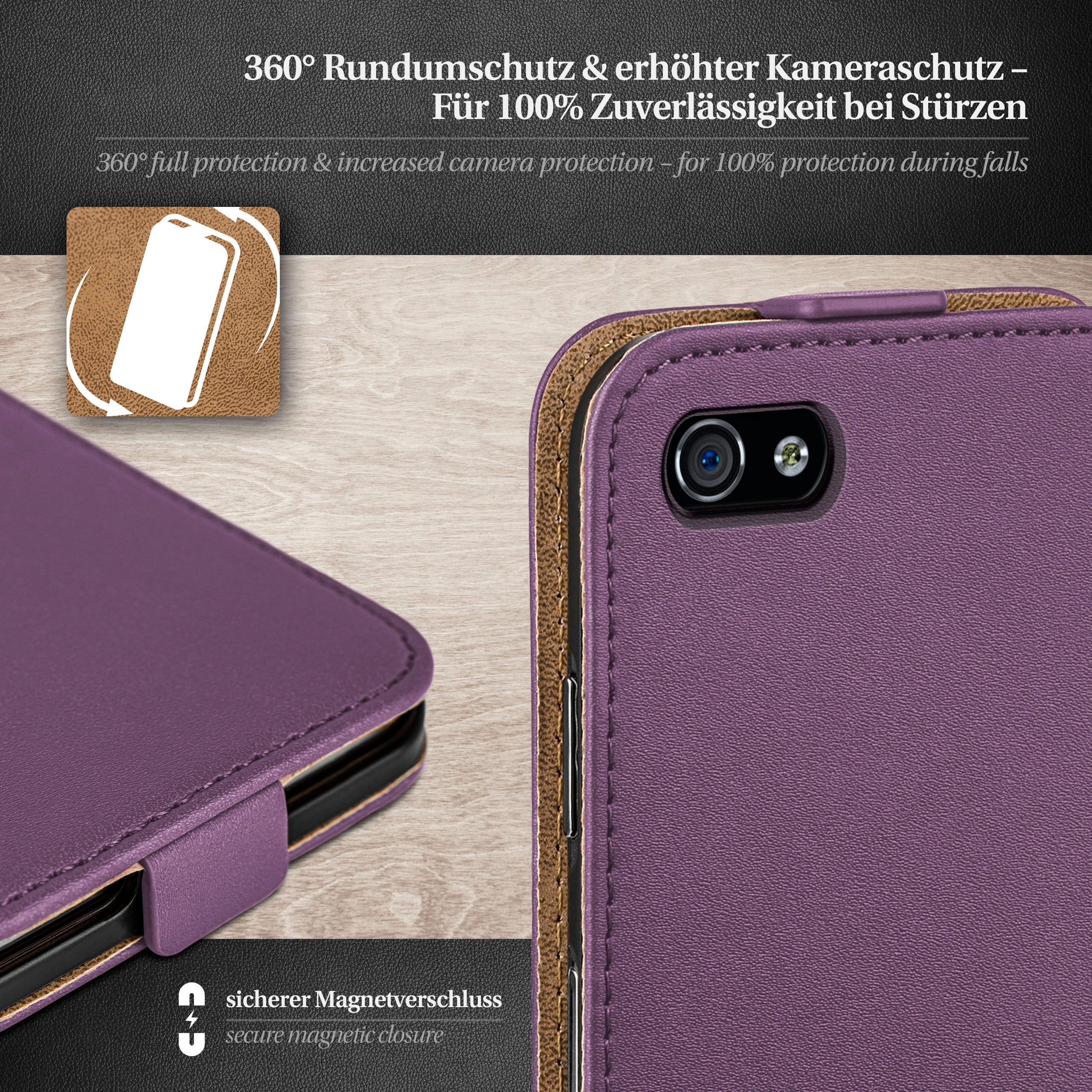 iPhone Apple, / 4, Indigo-Violet Case, MOEX Flip Flip Cover, iPhone 4s