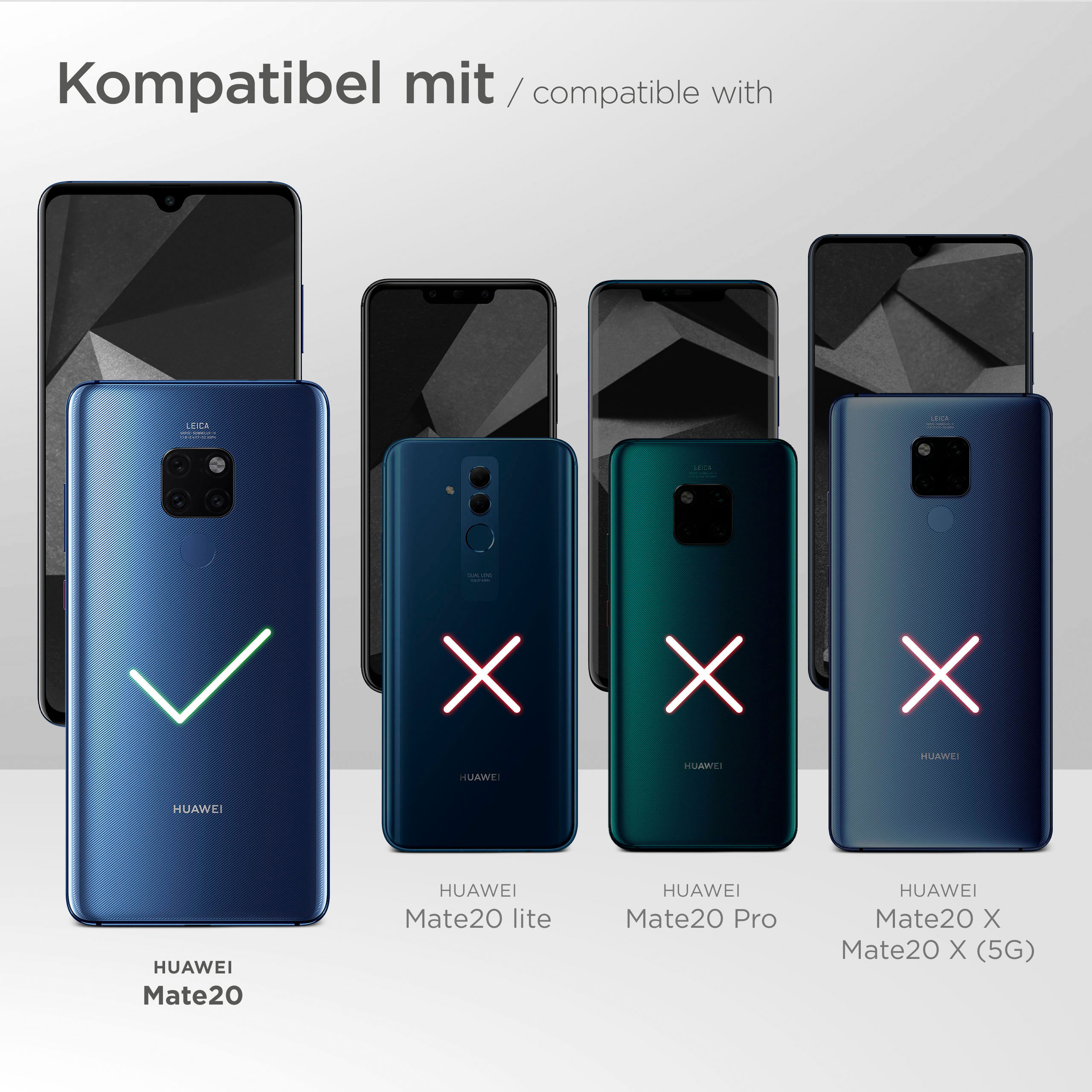 Kompatible Telefone: Huawei Mate 20; nicht kompatibel mit Mate20 lite, Pro oder X Modellen.