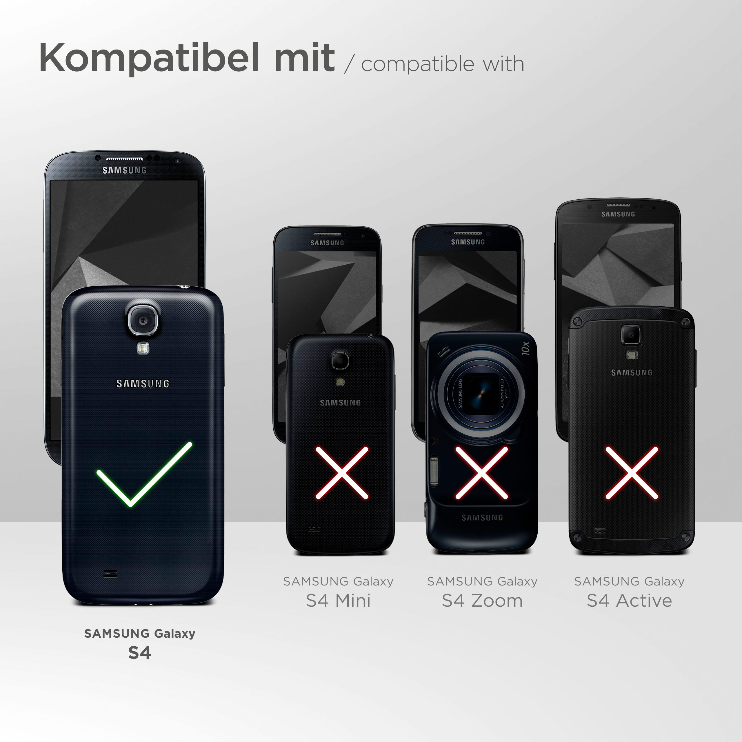 Samsung-Handyhülle kompatibel mit S4, nicht mit anderen, Häkchen und Kreuze.