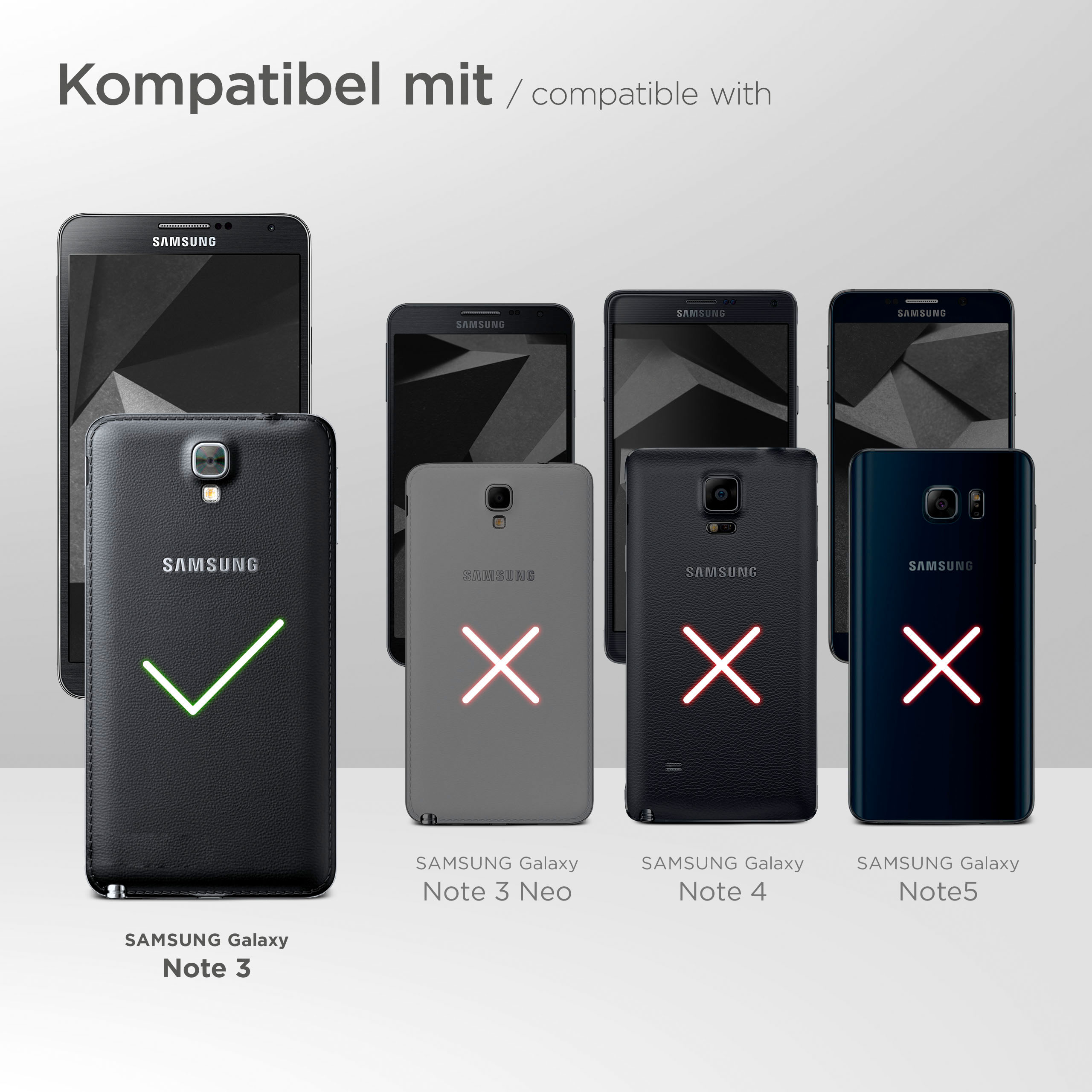 Lederne Handyhülle mit Kartenfächern. Weißes Telefon eingesetzt, Karten sichtbar. Nahaufnahme.
