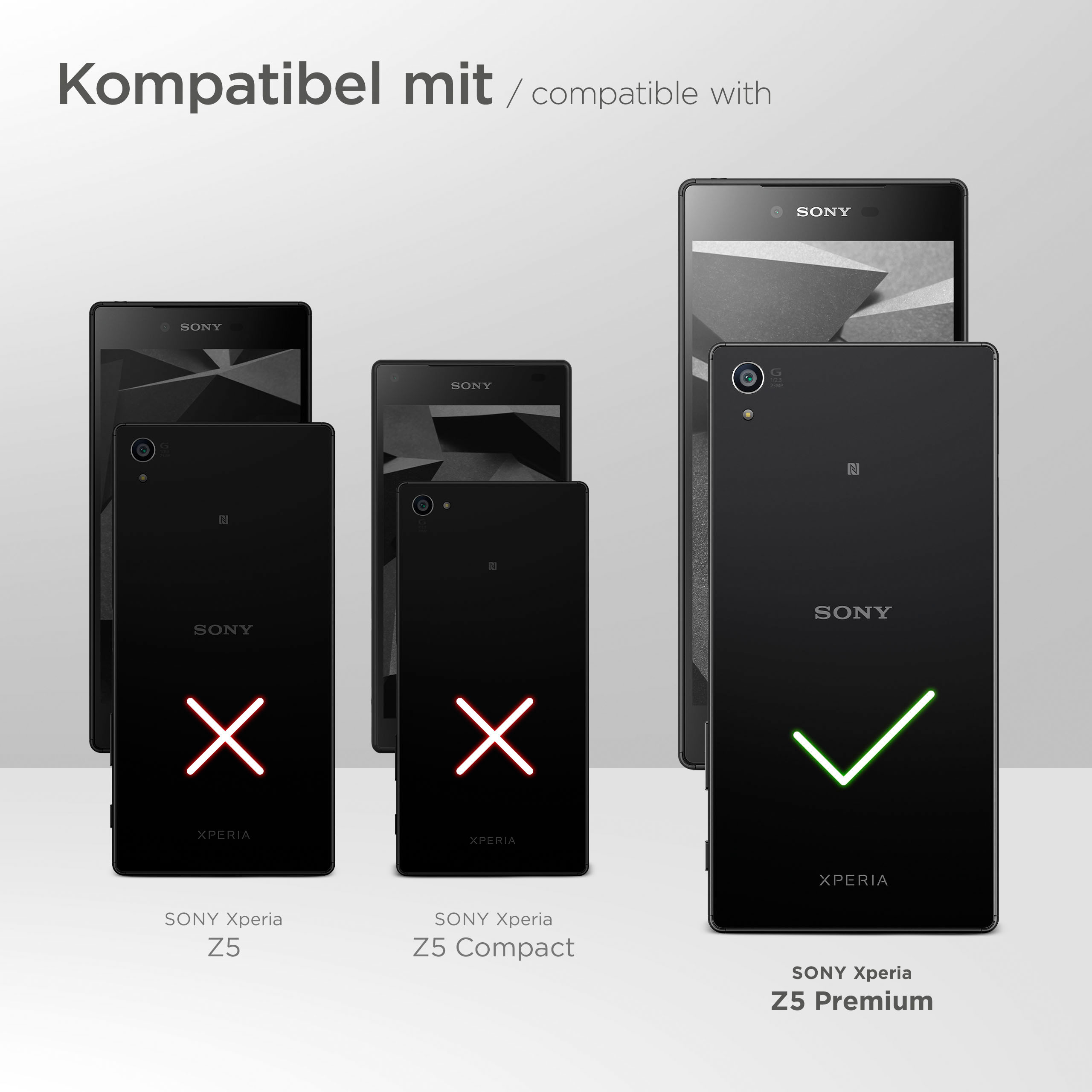 Ein Telefon ist im Bild, und das Bild vergleicht die Telefongrößen. Der Hintergrund ist weiß.