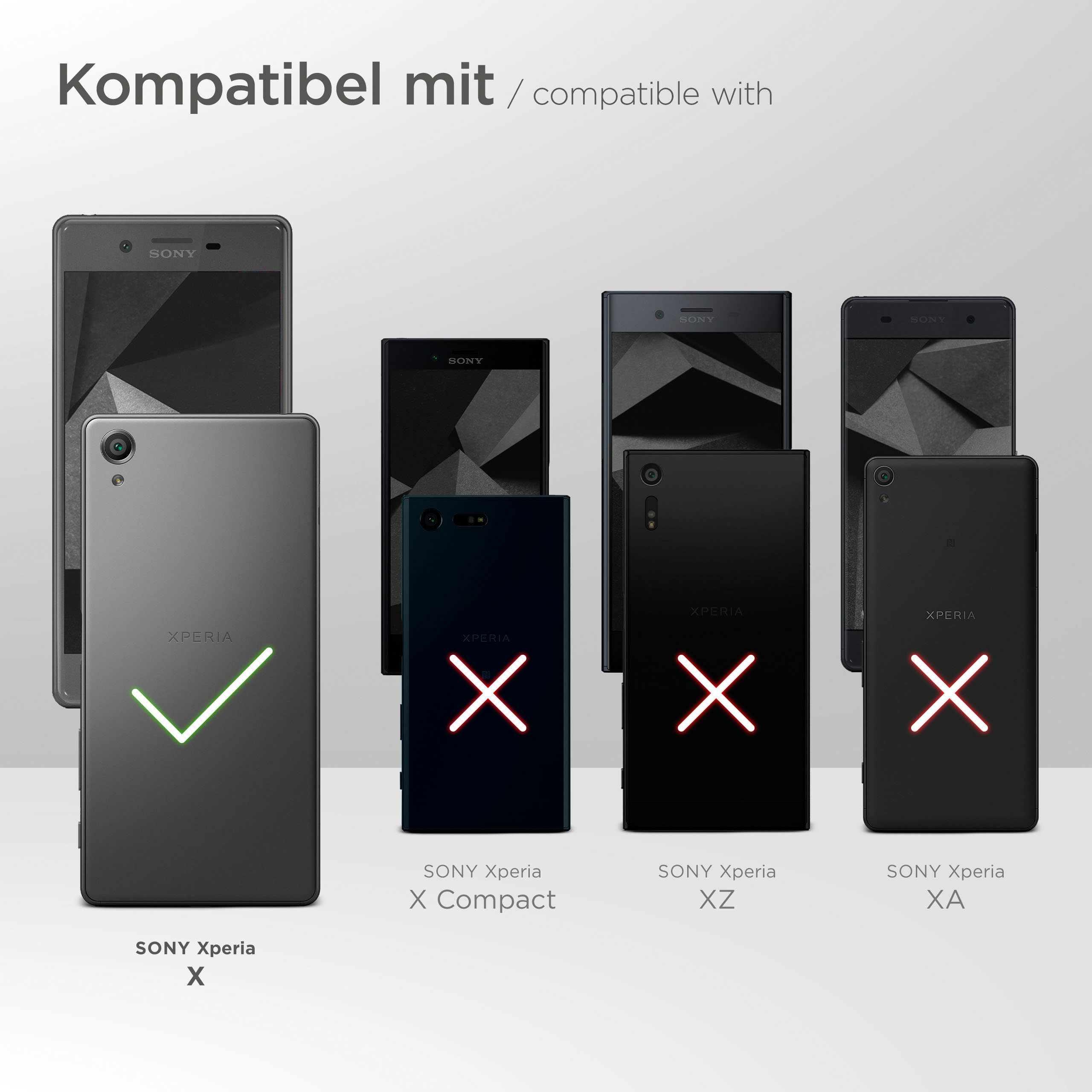 Telefone: Sony Xperia X mit Häkchen, X Compact, XZ, XA mit X. Kompatibel mit Sony Xperia X.