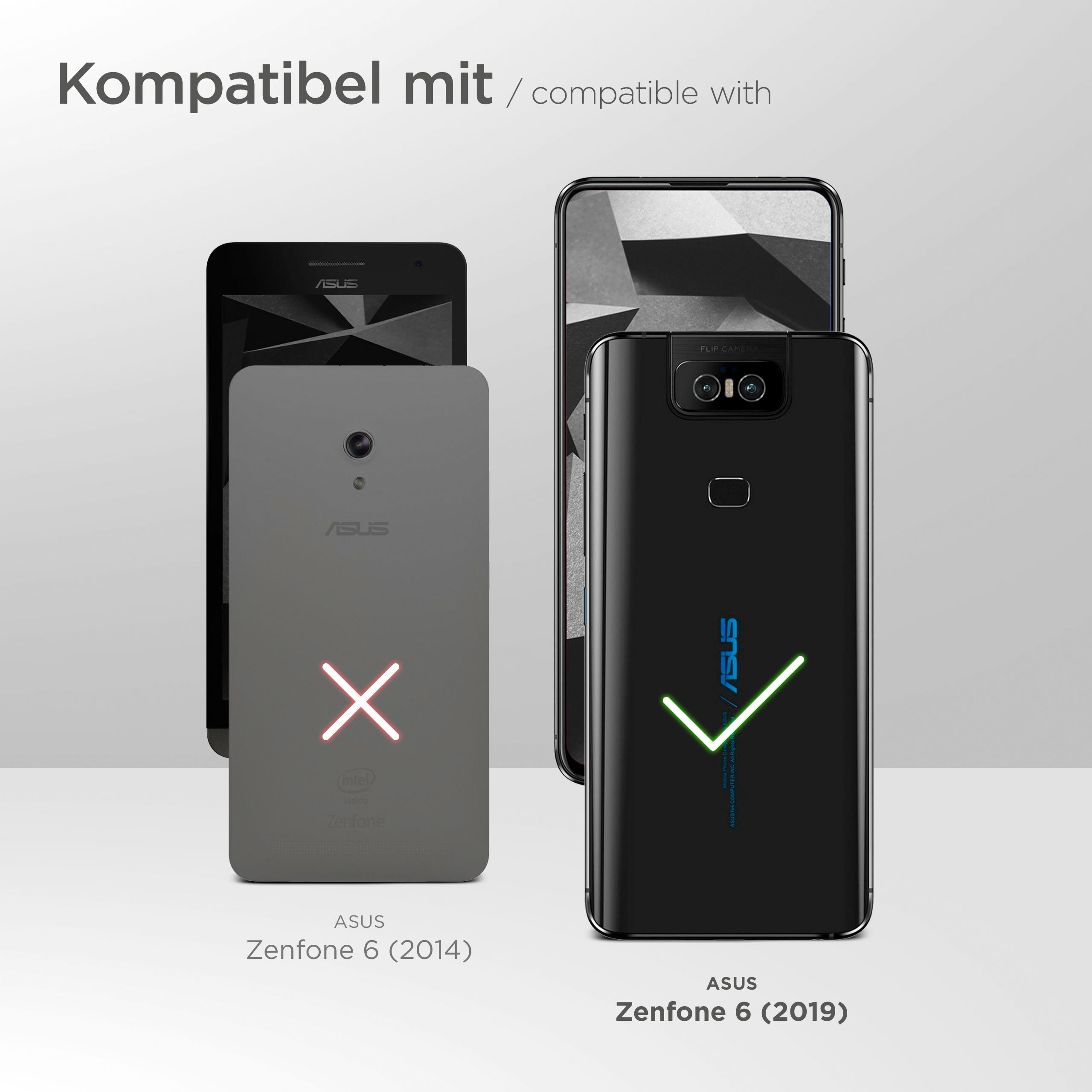 Bild zeigt Handys. Asus Zenfone 6 (2019) ist kompatibel, andere nicht.