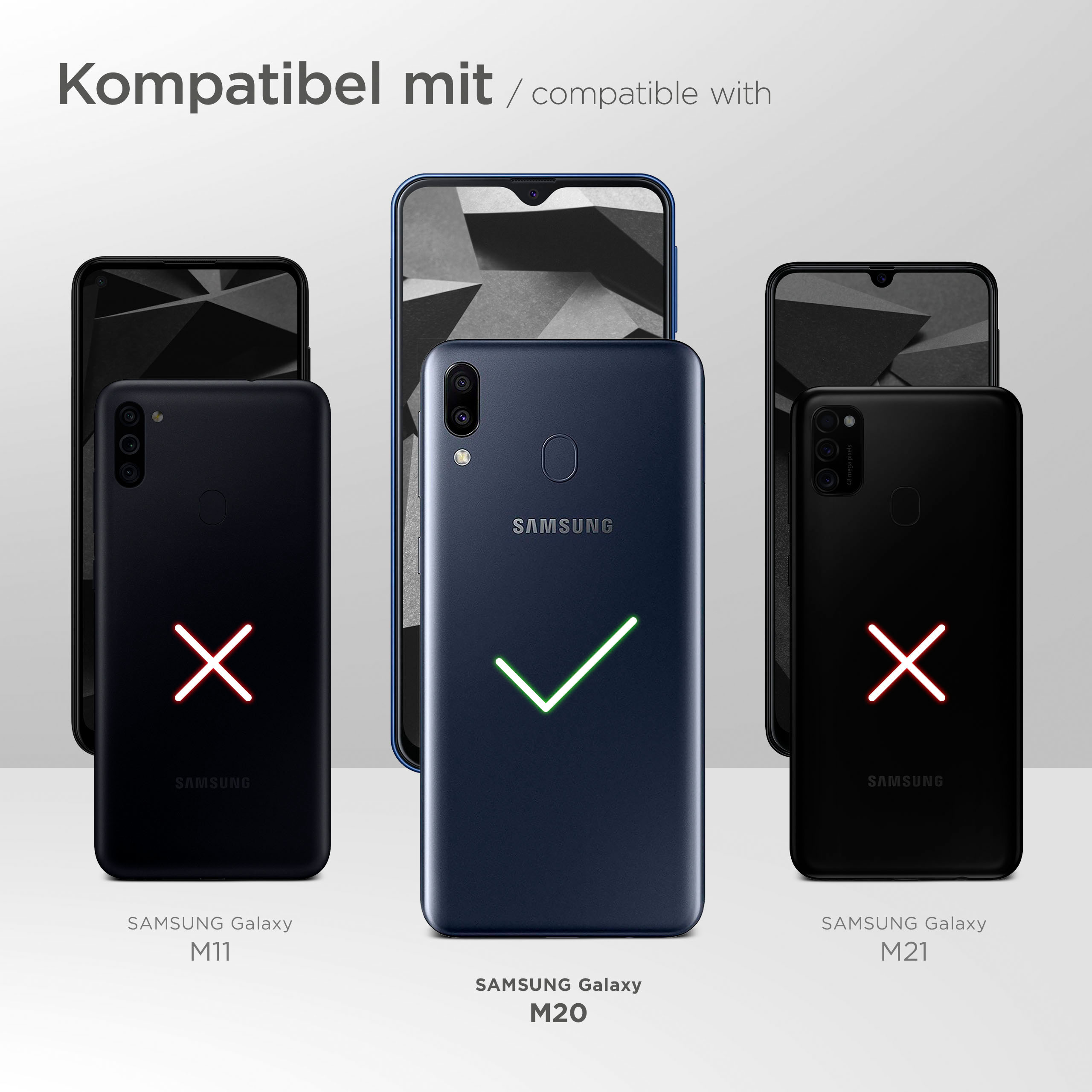 Samsung, Dunkelblau MOEX Purse Cover, Galaxy M20, Flip Case,