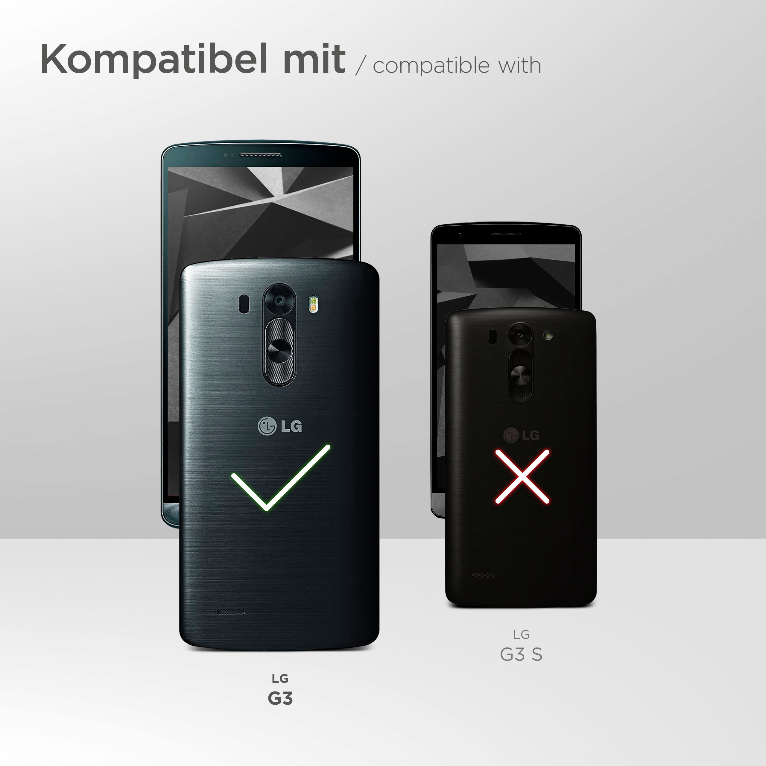 Vergleich von LG G3 und G3 S. LG G3 ist kompatibel, LG G3 S nicht.