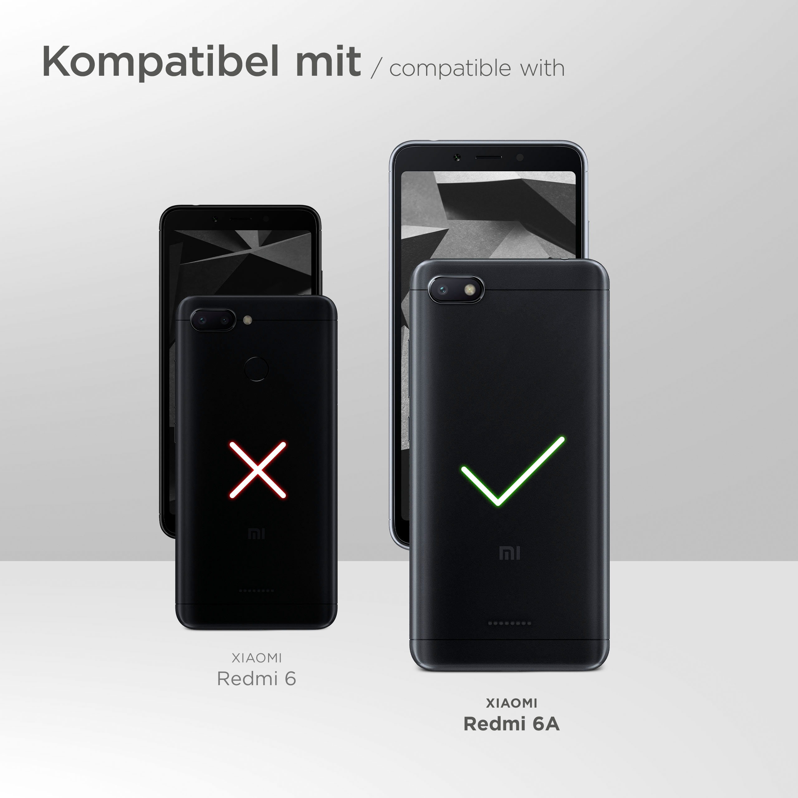 Xiaomi Redmi 6A mit Haken, und Xiaomi Redmi 6 mit X, Kompatibilitätsvergleich.