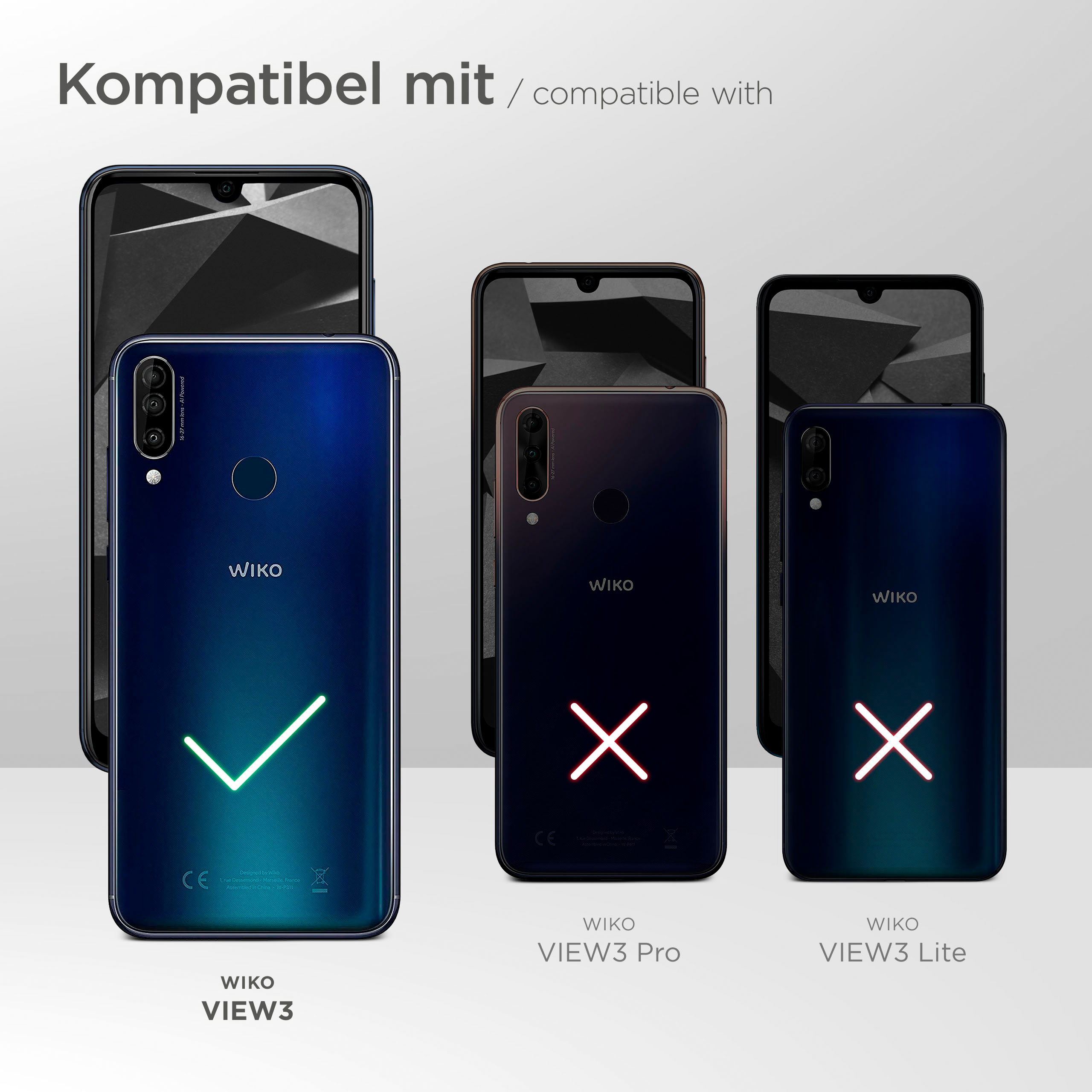 Das Bild zeigt mehrere Telefone. Eines mit Häkchen, andere mit X-Markierungen. Telefone sind schwarz und blau.