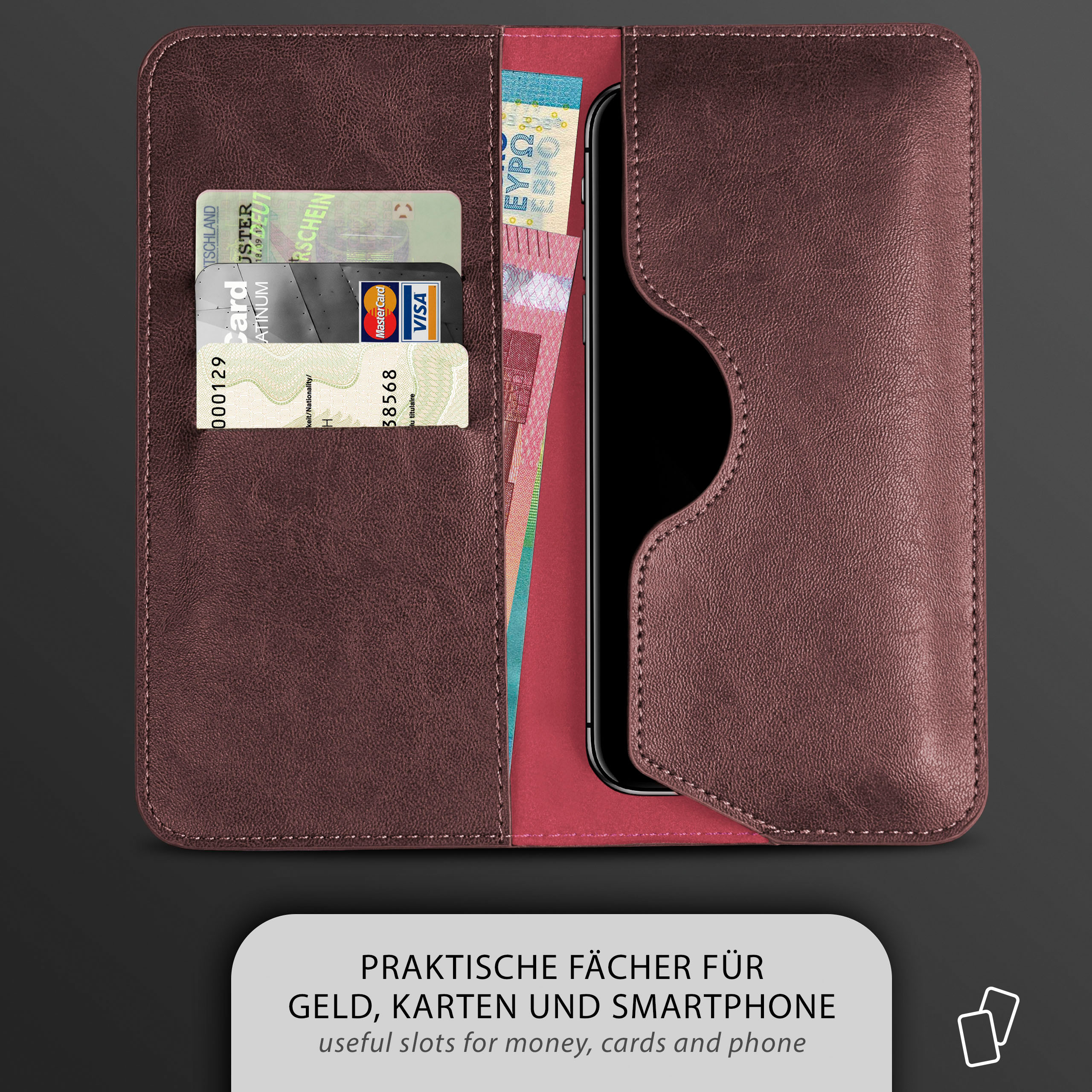 Cover, Flip Case, Weinrot MOEX OnePlus, 6T, Purse