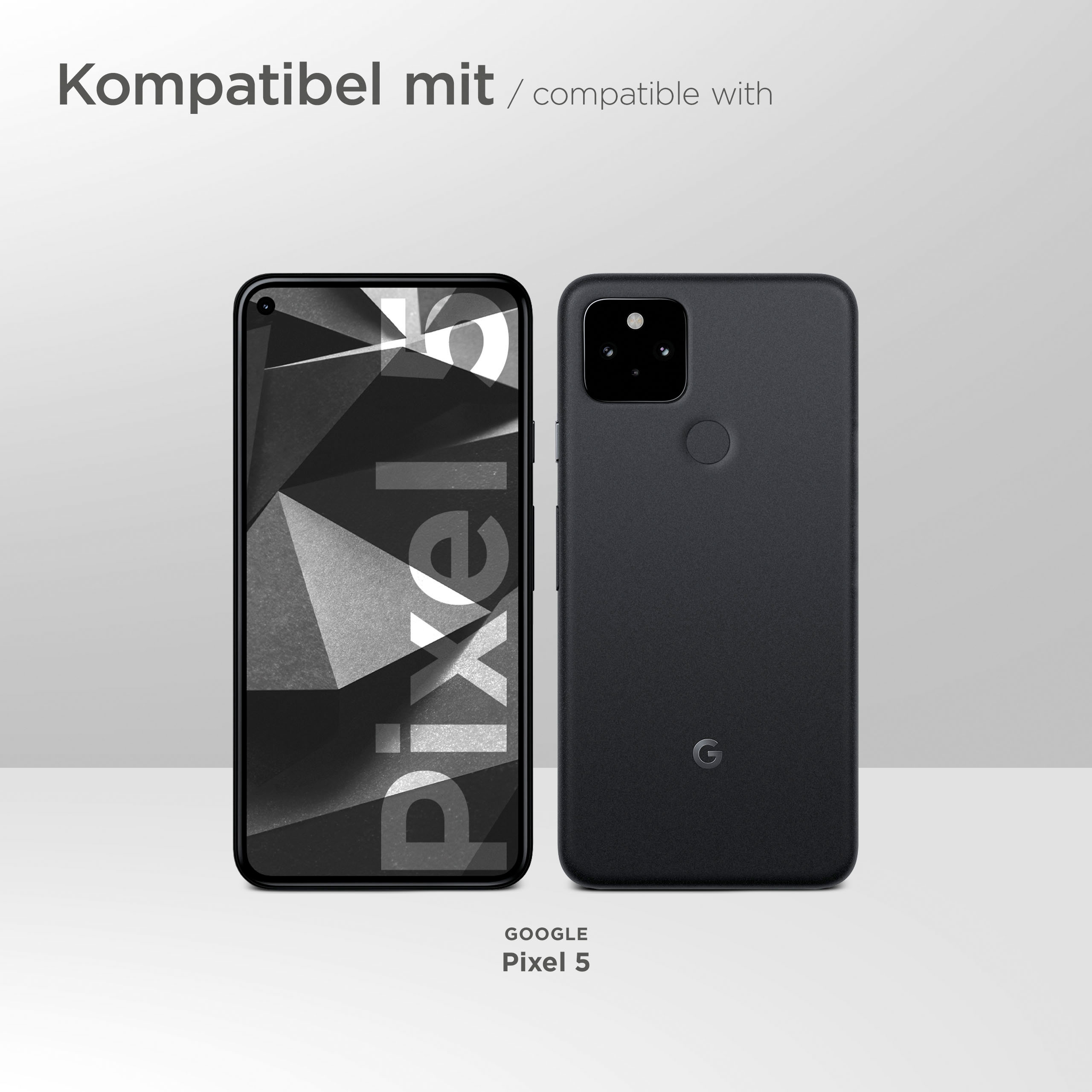 Zwei Telefone mit Pixel-Logo. Eines ist an, das andere aus. Beide sind schwarz auf hellem Hintergrund.