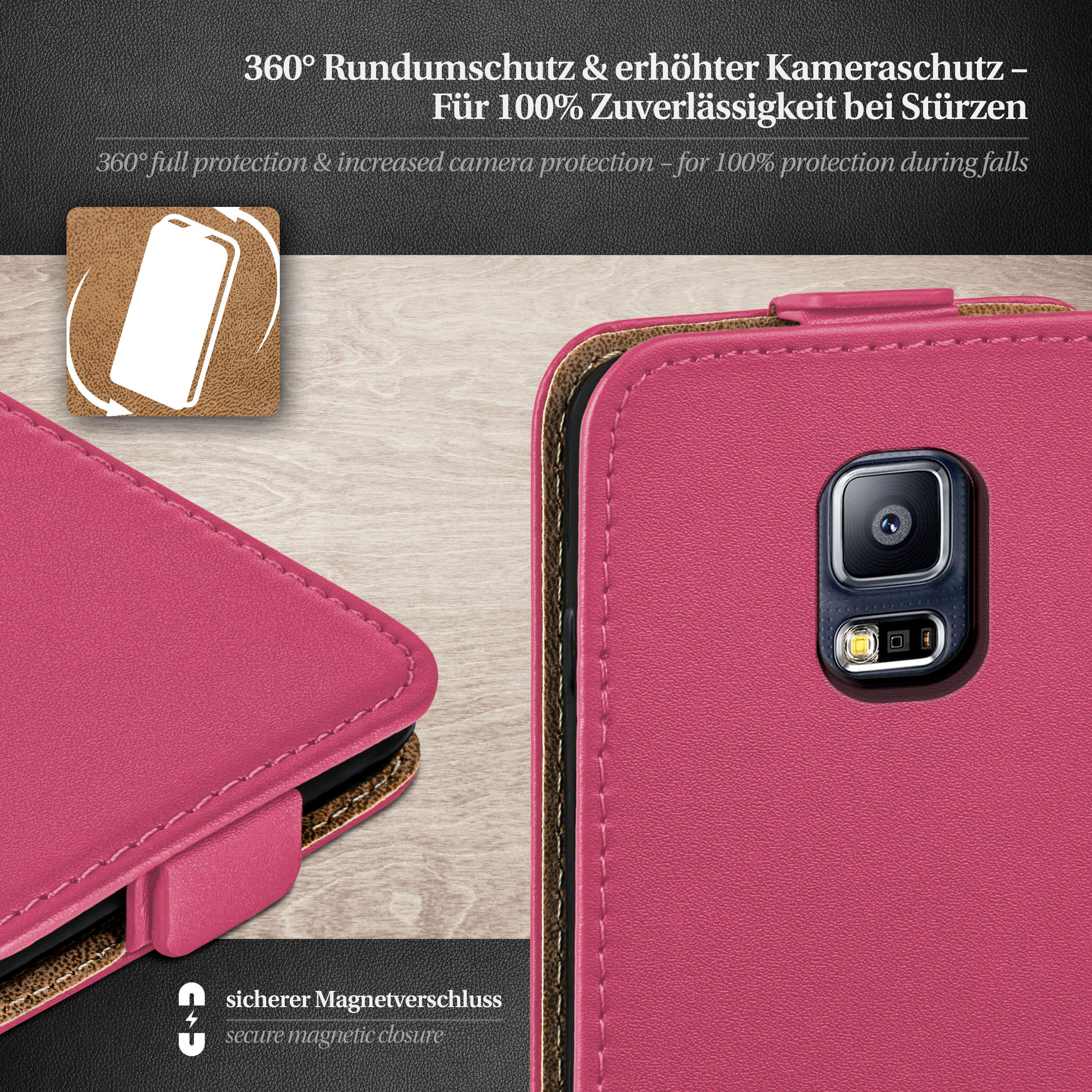 MOEX Flip Case, Flip Cover, S5 / Samsung, Galaxy Berry-Fuchsia S5 Neo