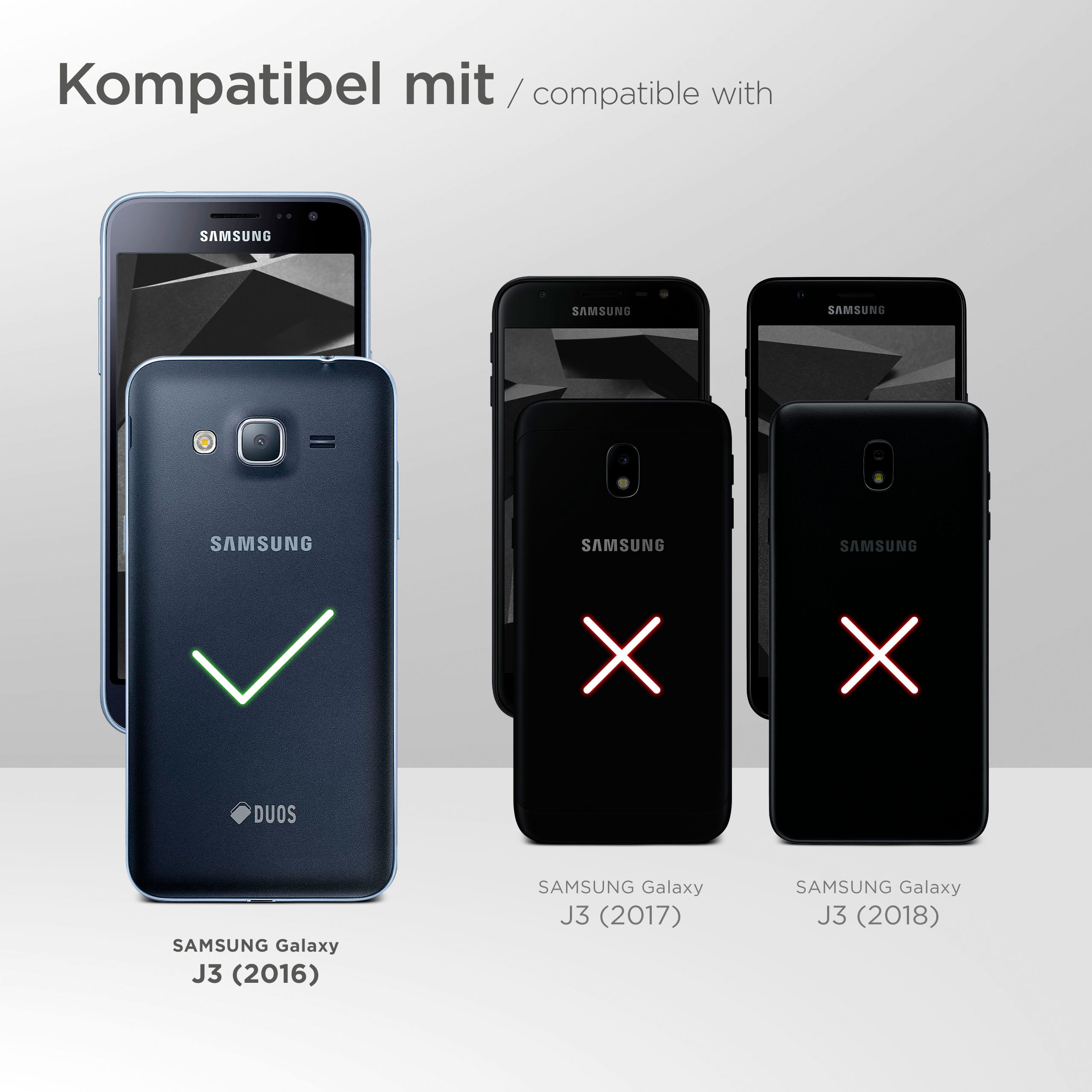 (2016), Flip Cover, Case, Purse MOEX Dunkelblau Samsung, Galaxy J3