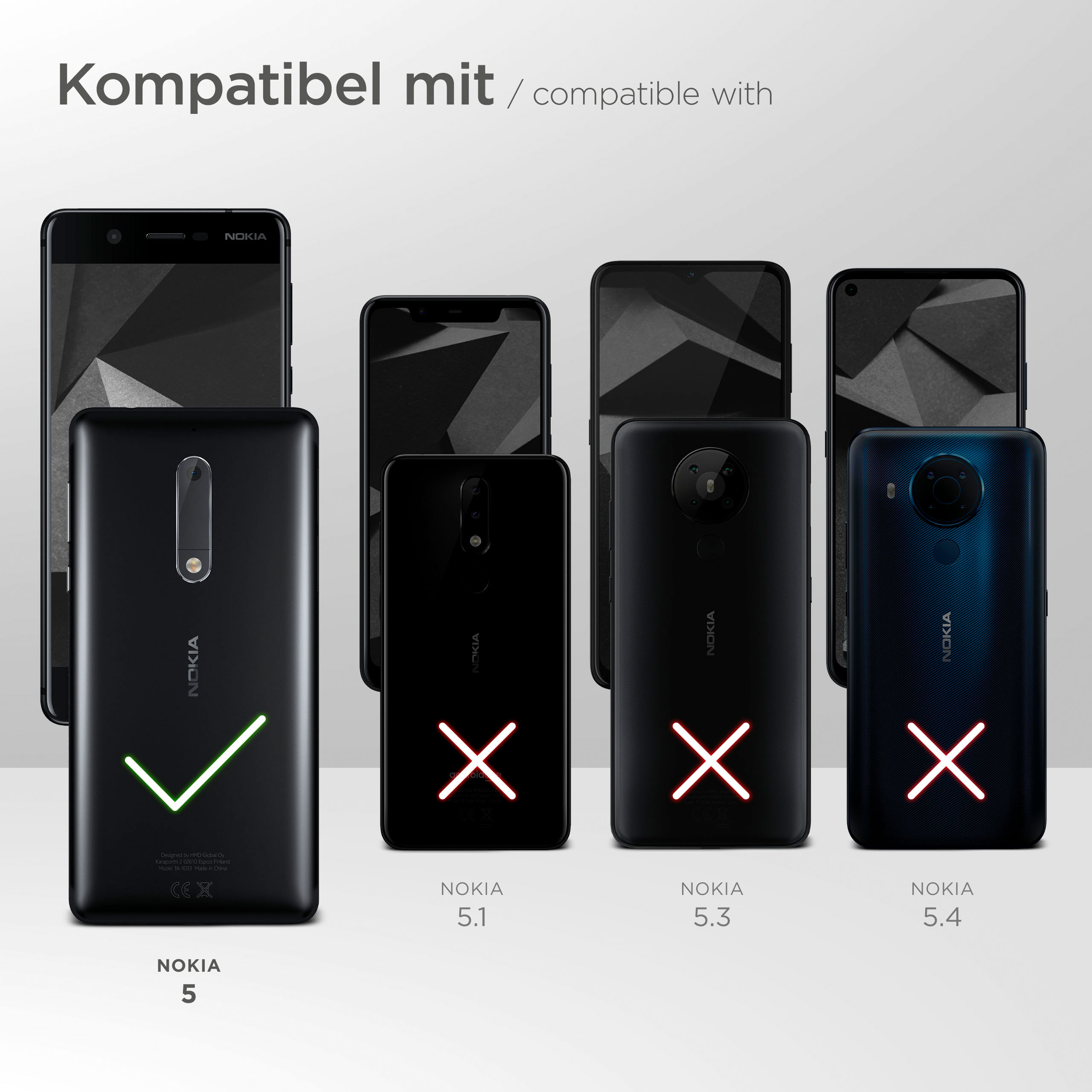 Transparente Handyhülle mit hellgrünem Band, Gold- und Brauntönen.