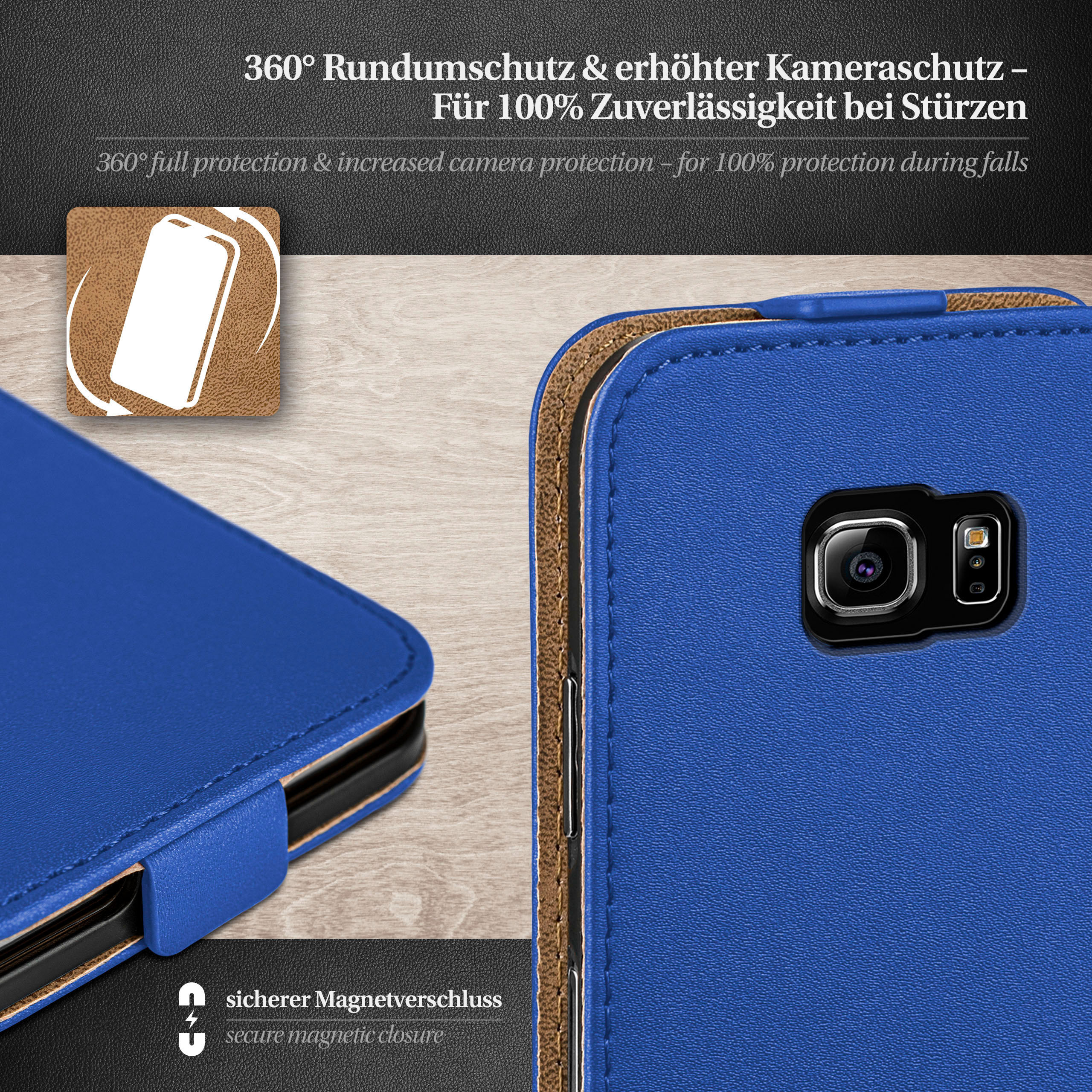 MOEX Flip Case, Flip Samsung, Royal-Blue S6 Cover, Galaxy Edge