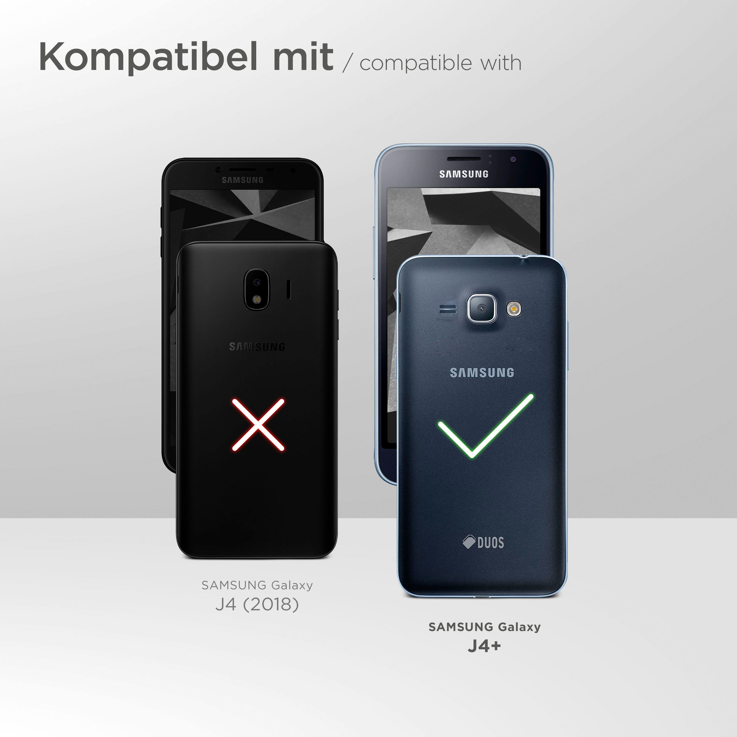 Zwei Telefone, eines kompatibel, eines nicht. Marke Samsung.