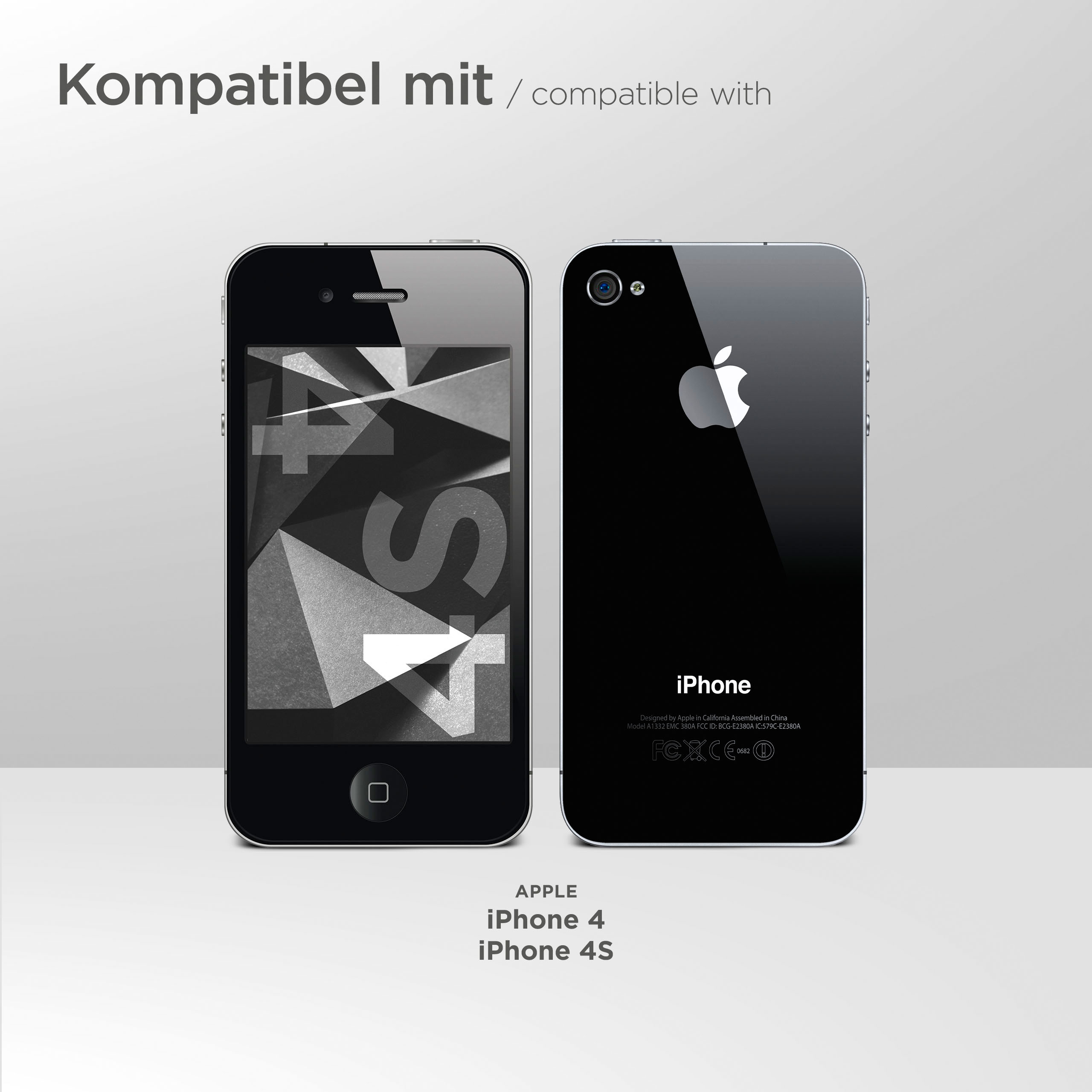 Zwei schwarze iPhones: eines von vorne, eines von hinten, mit dem iPhone-Logo sichtbar.