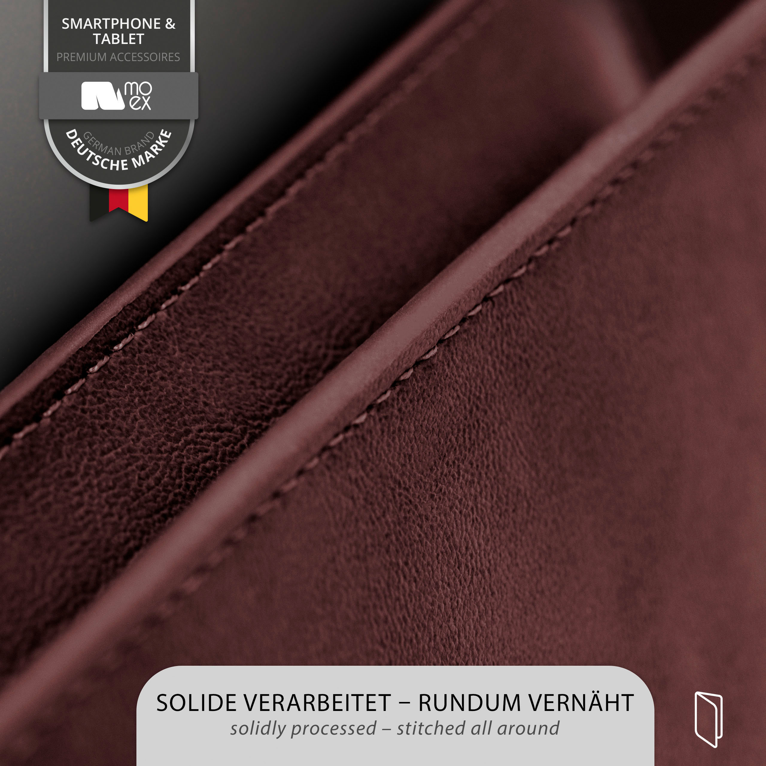 Purse A3 Flip Case, Weinrot Cover, Galaxy (2015), MOEX Samsung,