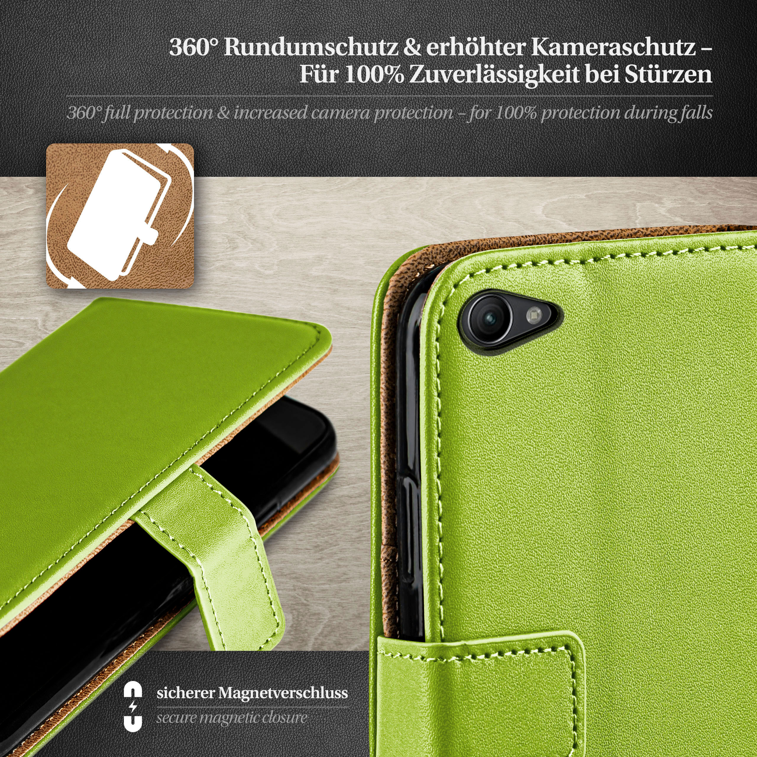 Xperia Case, Compact, Book Z1 Bookcover, MOEX Lime-Green Sony,