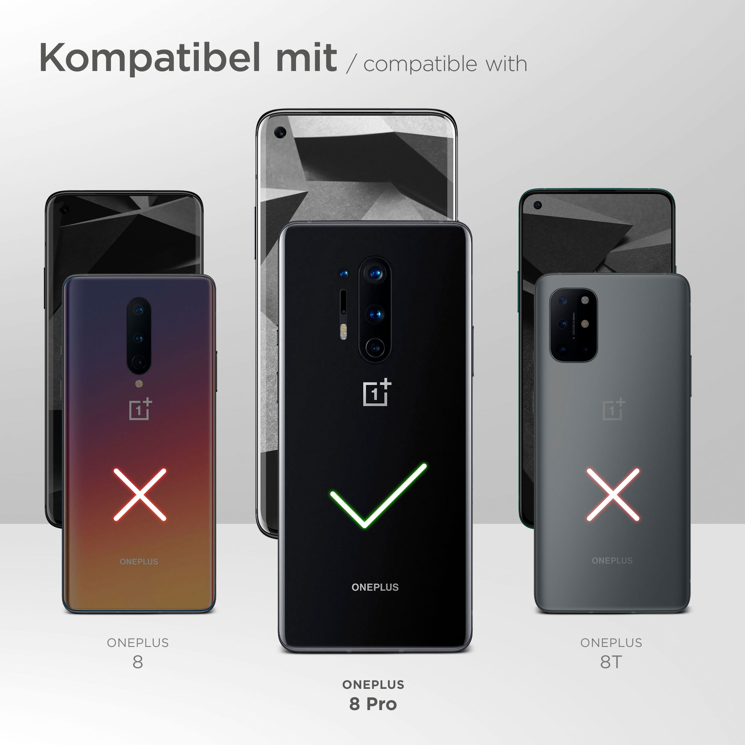 Telefone mit Häkchen und X. Kompatible Telefonmodelle. Weißer Hintergrund.