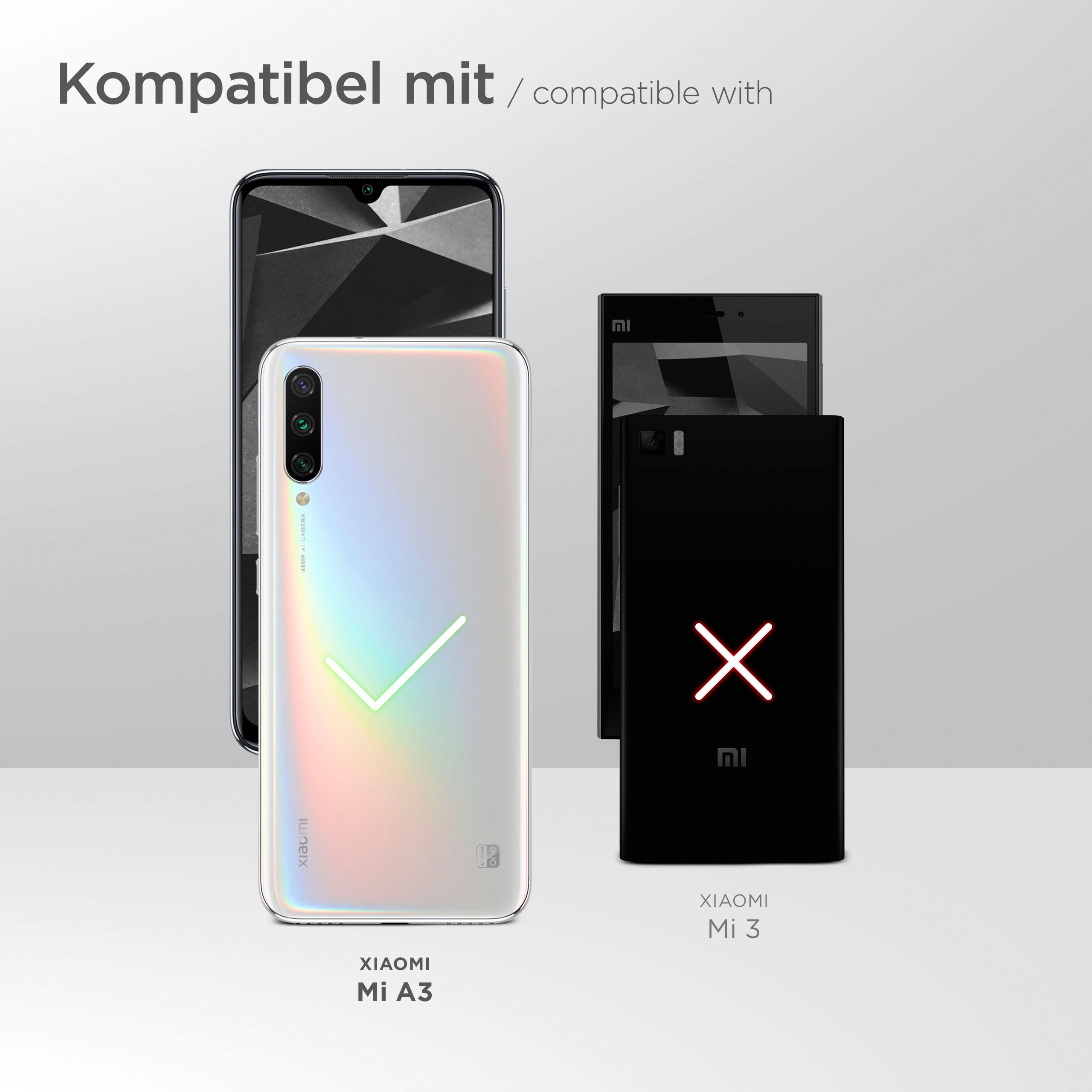 Weißes Telefon mit grünem Häkchen neben einem weißen Telefon mit rotem X. Kompatibilität gezeigt.