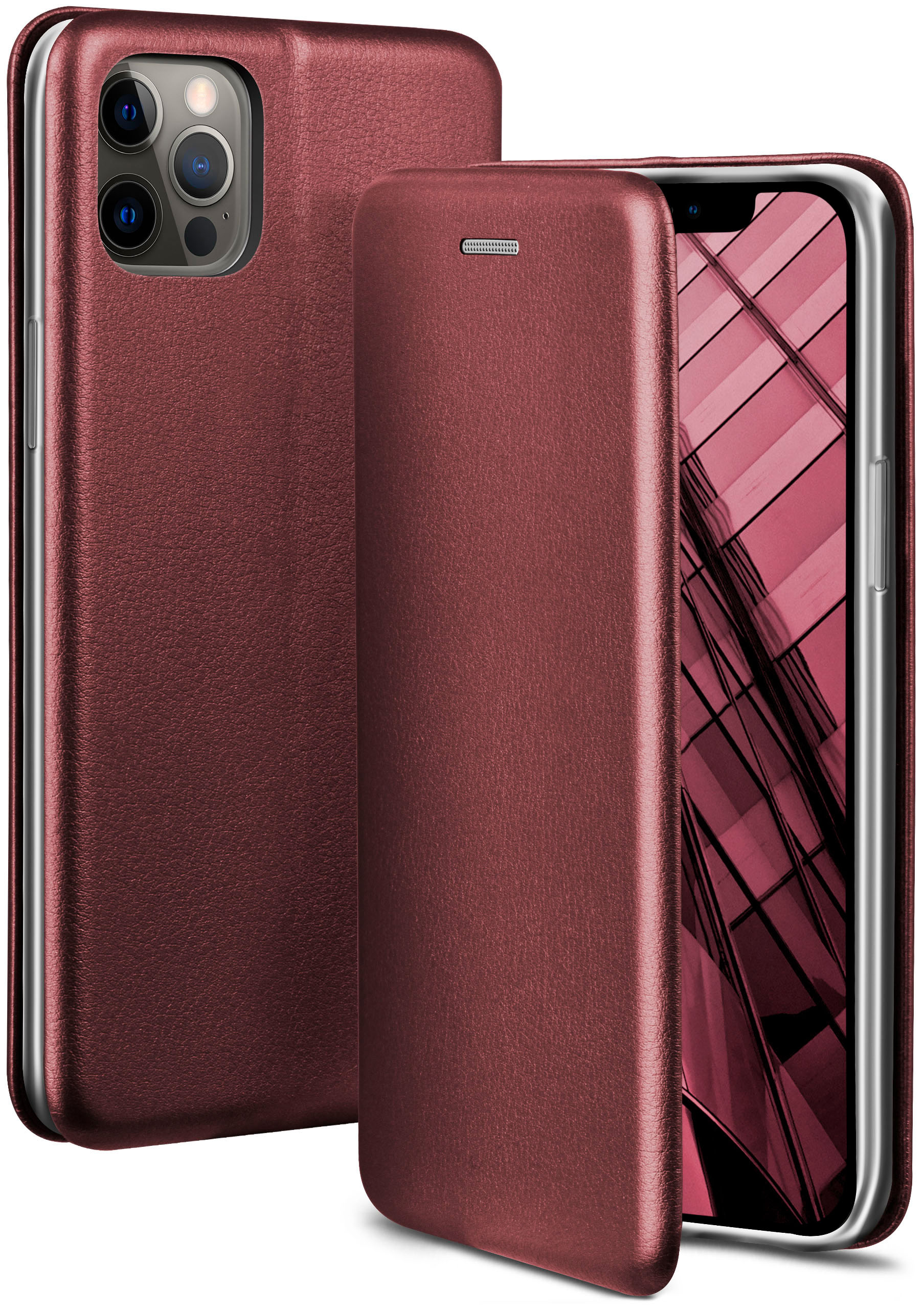Burgund 12 Flip / Business Cover, Apple, Red - ONEFLOW iPhone Case, 12 Pro,