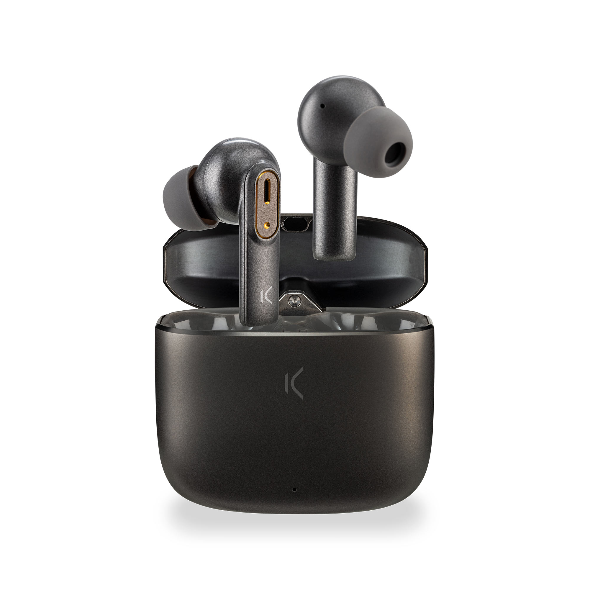 Auriculares True Wireless ksix spark manos libres bluetooth 5.2 autonomía hasta 20 horas gris con y cancelación ruido. cascos sonido lossless hd doble para llamadas deporte