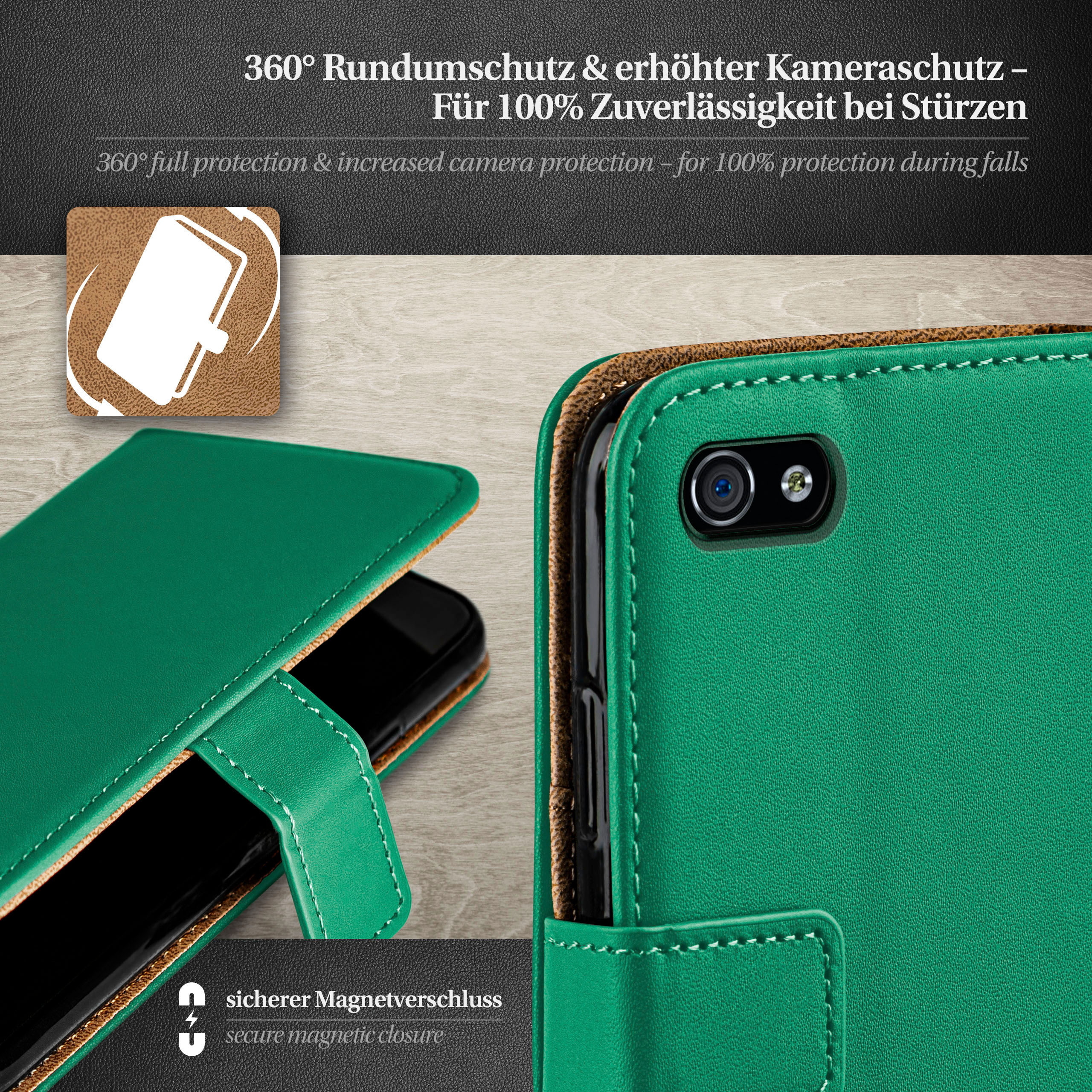 MOEX Book Case, Bookcover, Apple, / Emerald-Green 4, iPhone iPhone 4s