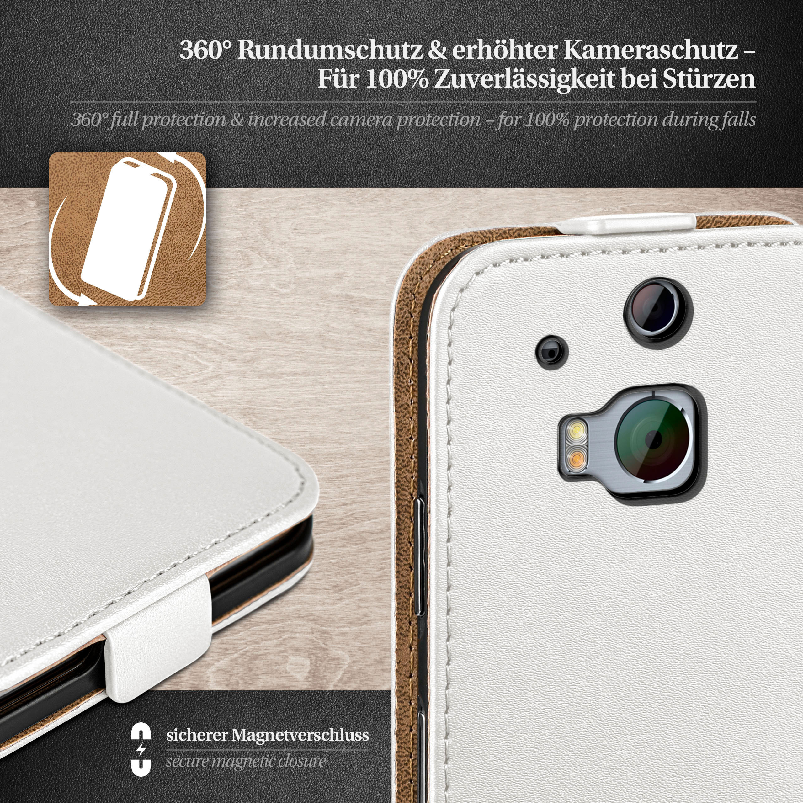 MOEX Flip Case, Flip HTC, One Pearl-White M8 M8s, Cover, 