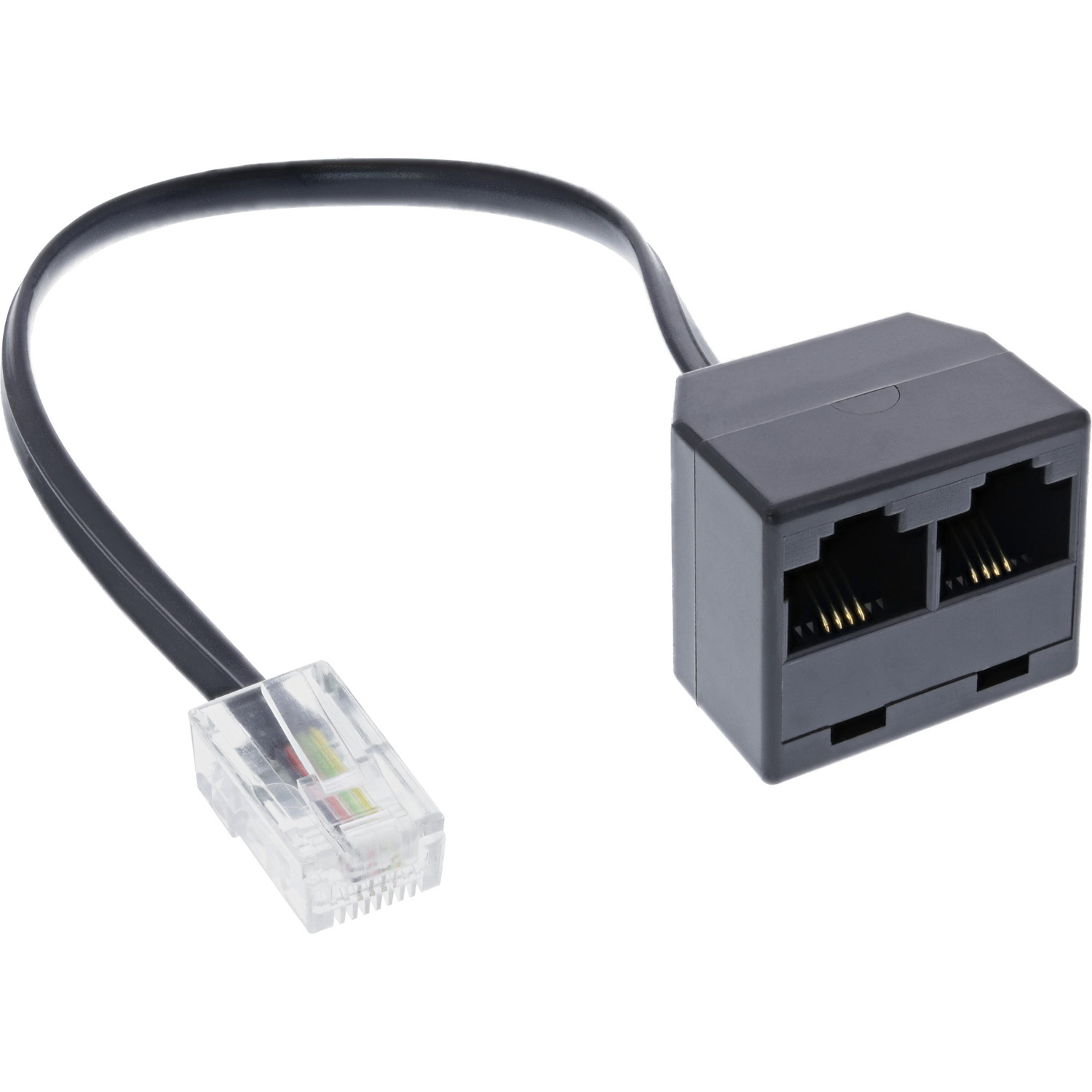 INLINE InLine® ISDN Verteiler TAE an ISDN St Western /, Bu, / 1x 2x RJ45 / 15cm (8P4C) Kabel, mit