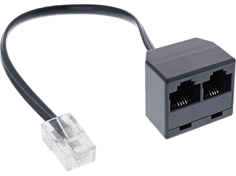 Verteiler Western TAE ISDN (8P4C) RJ45 / InLine® an 1x INLINE mit / 15cm 2x /, St Kabel, ISDN Bu,