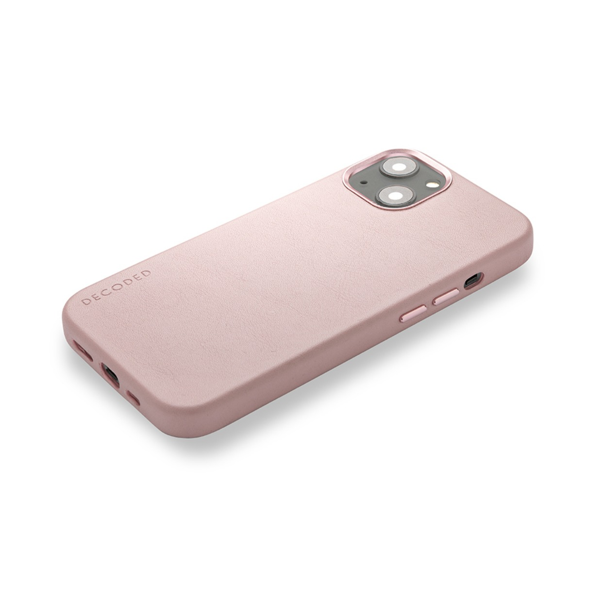 Eine rosa Handyhülle mit einem Telefon darin. Der Hintergrund ist weiß.