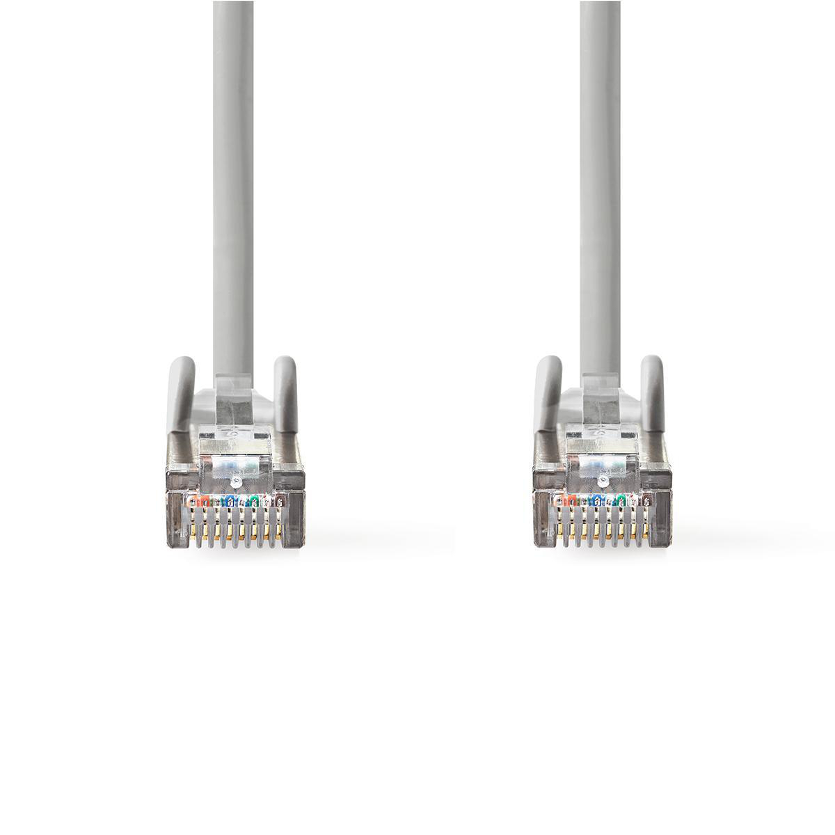 Due cavi Ethernet con connettori argentati su sfondo bianco.