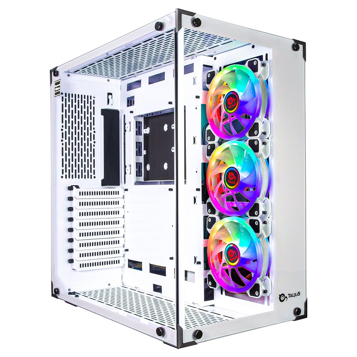 Talius Cronos Frost caja gaming atx cristal templado ventiladores iris rgb disponible en tres colores white pc talcronosfrost blanconegro usb 3.0