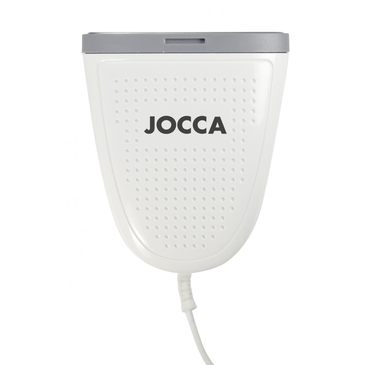 Weißer und grauer Gesichtsdampfer. Marke JOCCA. Weißer Hintergrund.