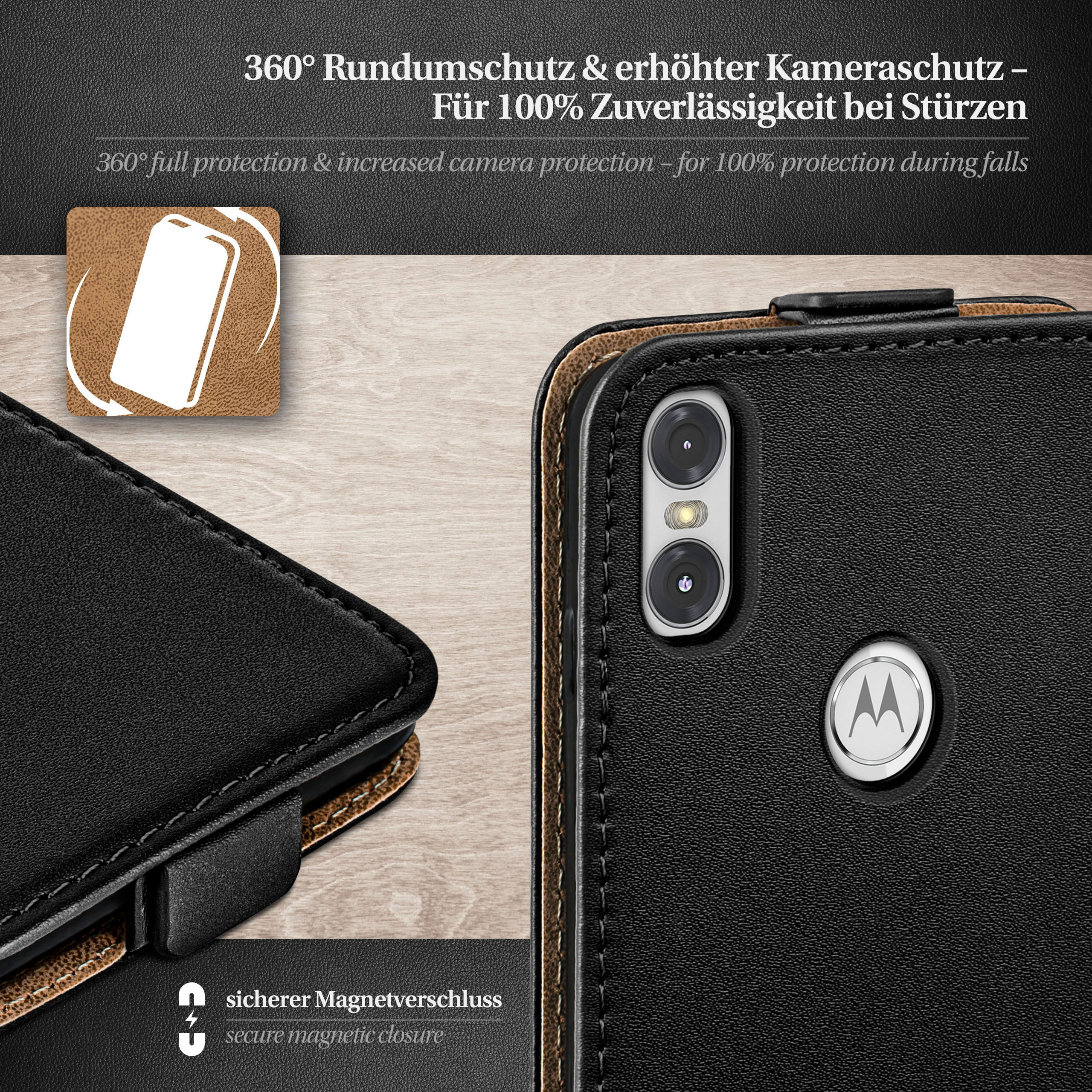 MOEX Flip Case, One Cover, Play, Flip Motorola, Deep-Black / P30