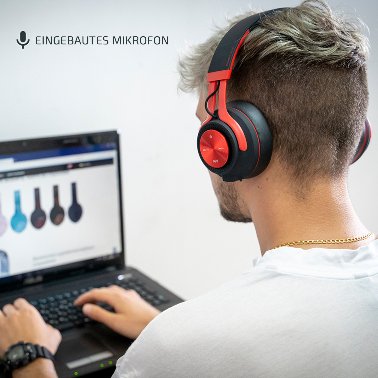 POWERLOCUS P3, Matt Bluetooth Over-ear Kopfhörer Rot